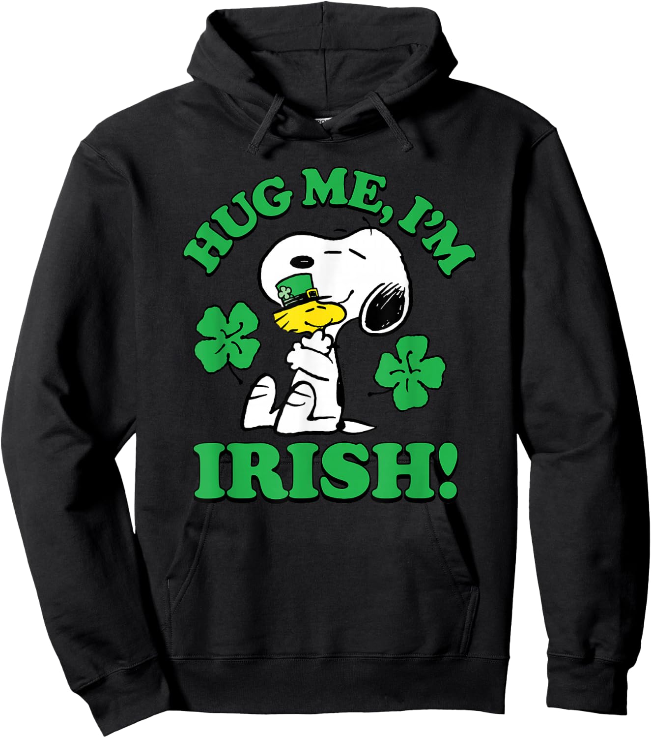 Peanuts - Snoopy Woodstock Hug Me Irish Hoodie - Hoodie | Black