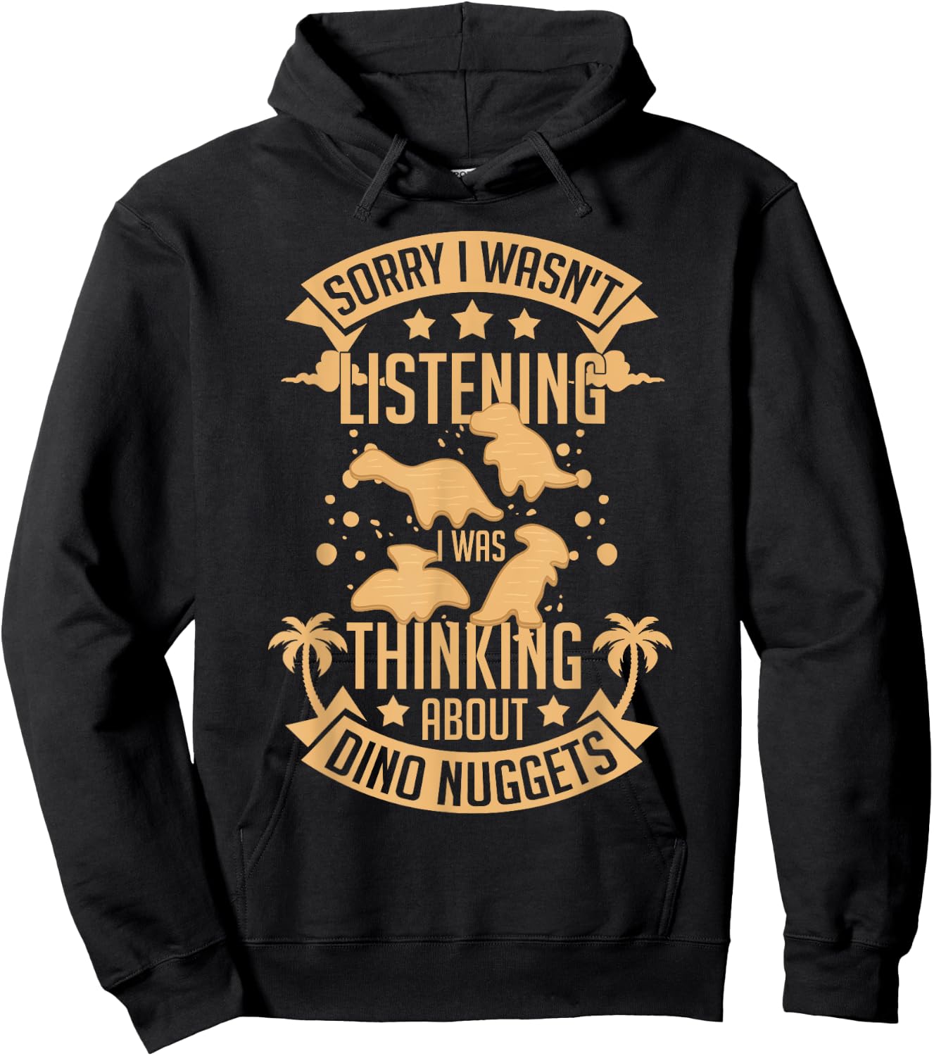 Dino Chicken Nugget Dinosaur Nugs Veggie Funny Hoodie - Hoodie | Black