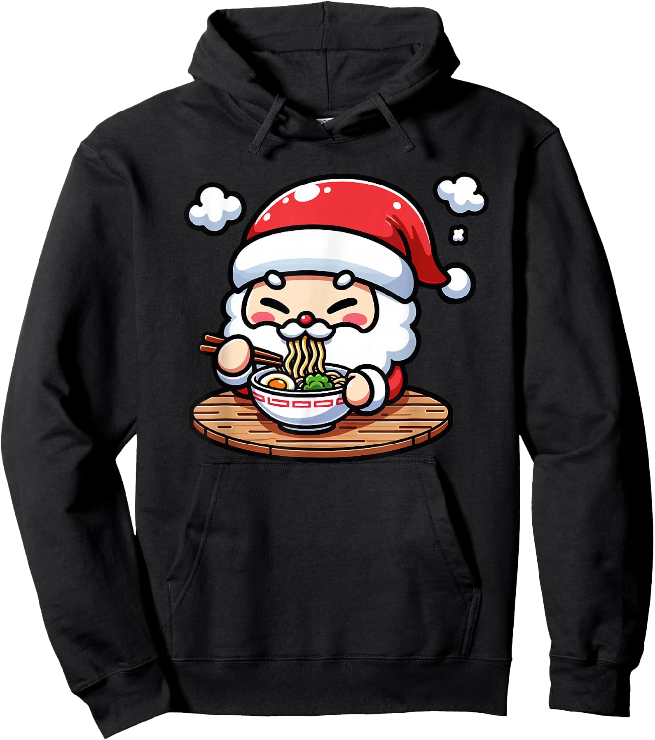 Cute Santa's Christmas Ramen Japanese Xmas Anime Noodles Hoodie - Hoodie | Black