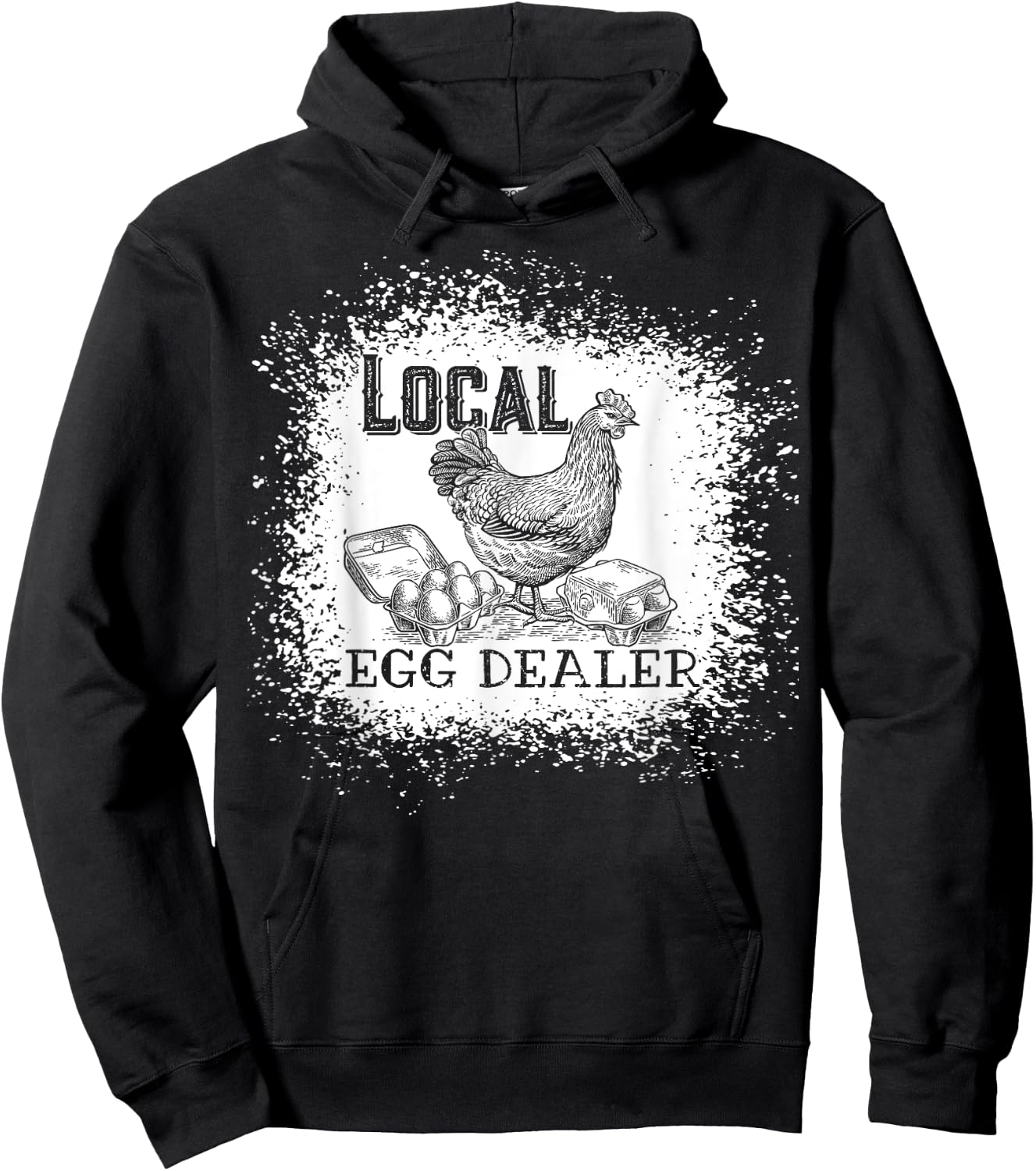 Local Egg Dealer Funny Bleached Chicken Lover Farm Farmer Hoodie - Hoodie | Black