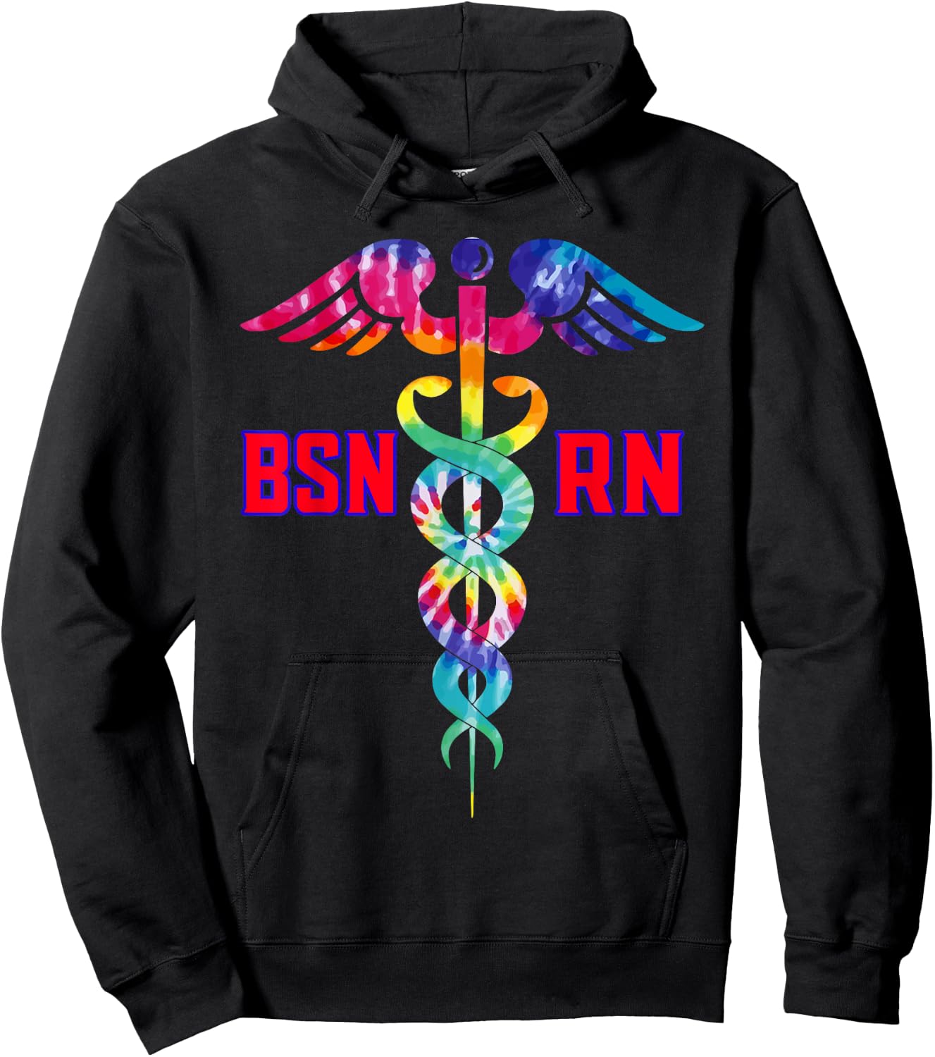 BSN Registered Nurse RN Caduceus Nursing Tie Dye Hoodie - Hoodie | Black