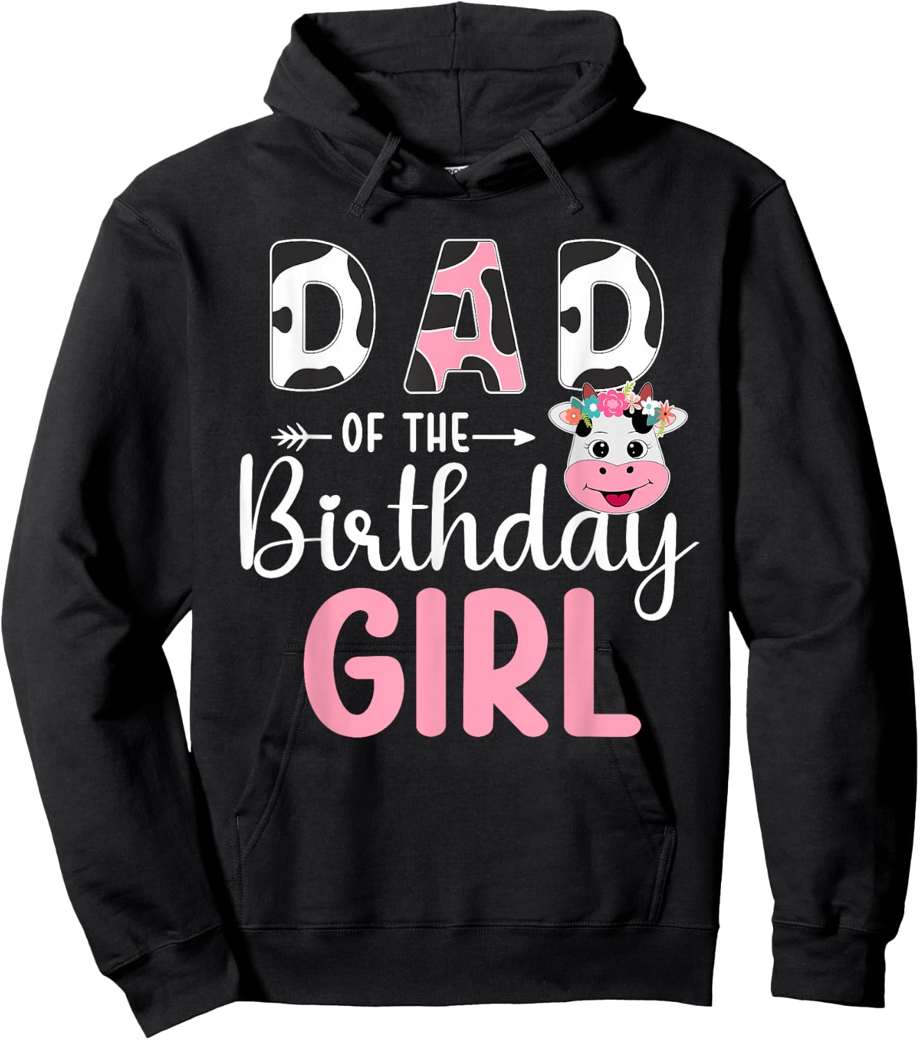 Dad Of The Birthday Girl Farm Cow 1 St Birthday Girl Hoodie - Hoodie | Black