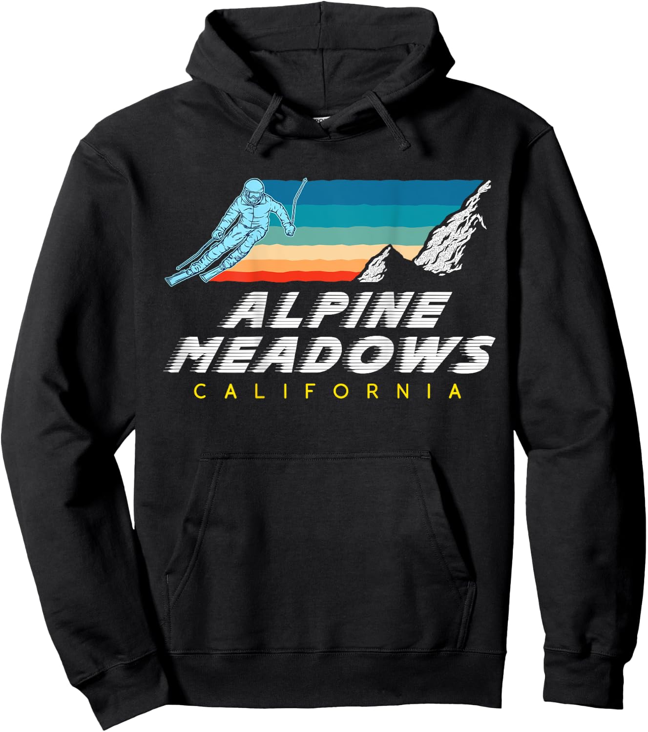 Alpine Meadows, California - USA Ski Resort - BACK PRINT Hoodie - Hoodie | Black