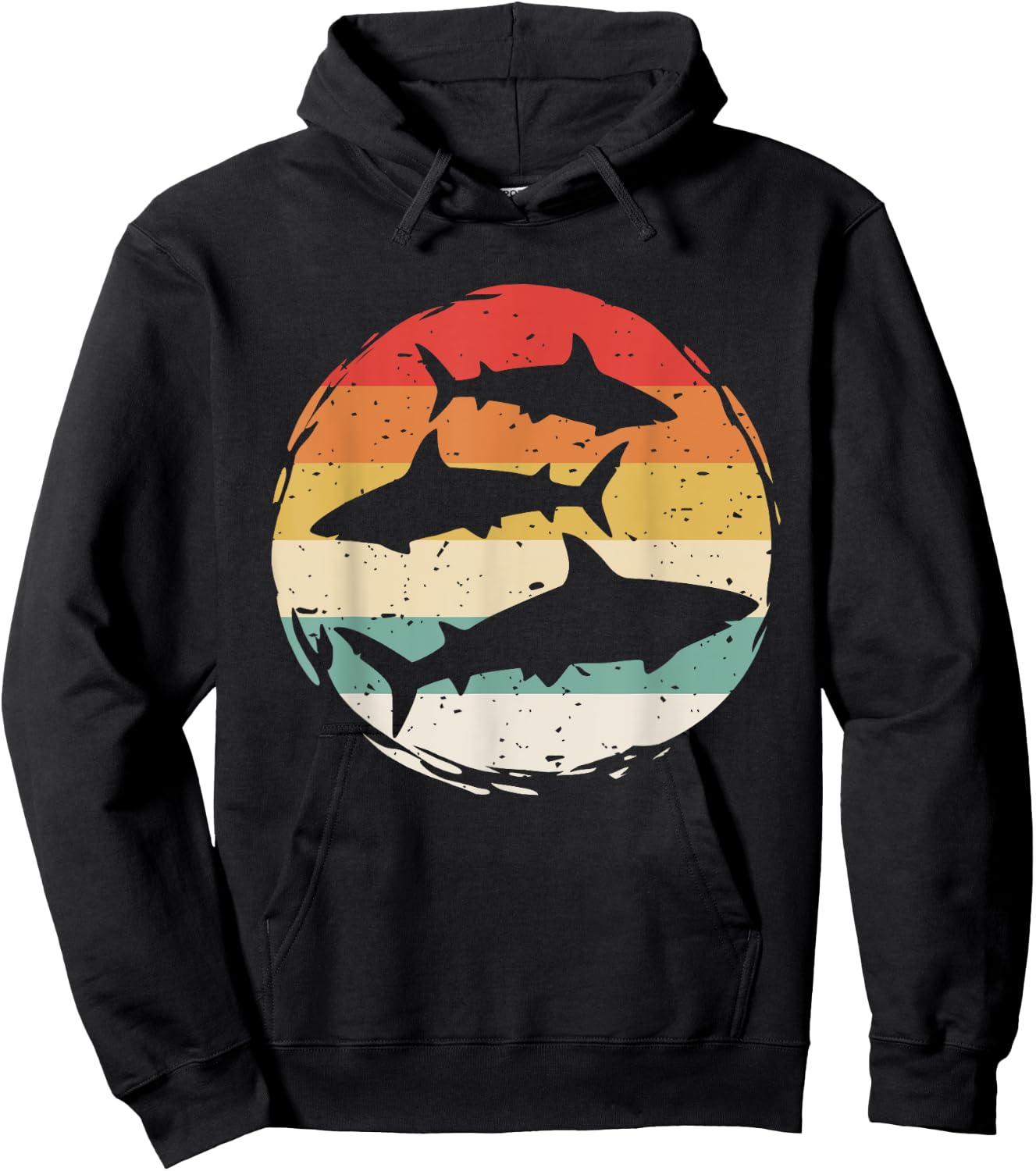 Sharks Vintage 80s Retro Clothes Shark Party in The Sea Hoodie - Hoodie | Black