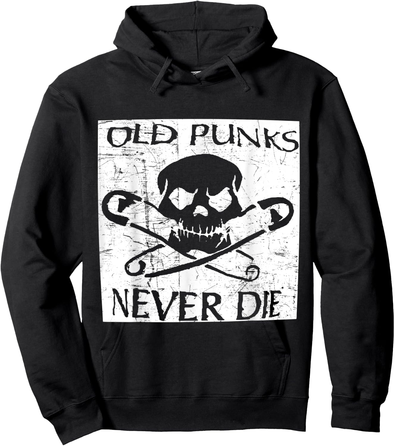 Punk Rock Fans Old Punks Never Die Vintage Distressed Music Hoodie - Hoodie | Black