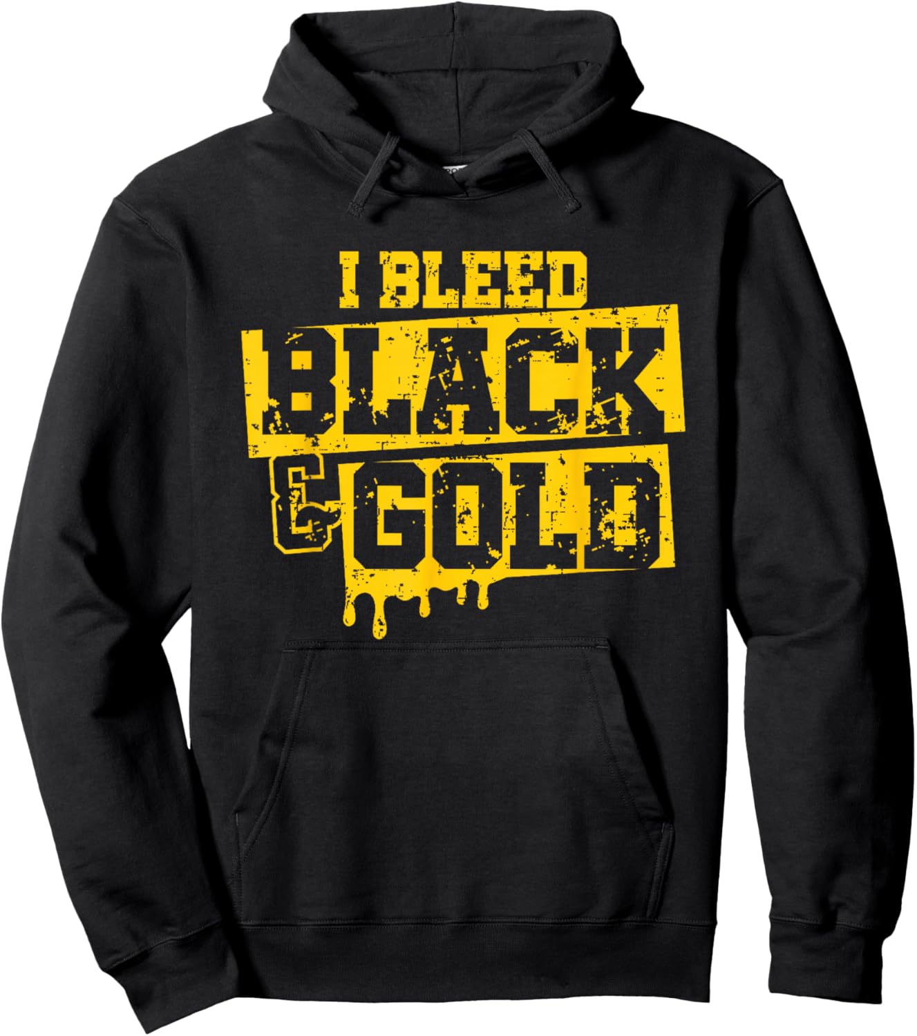 I Bleed Black & Gold Game Day Group School Football Sports Hoodie - Hoodie | Black