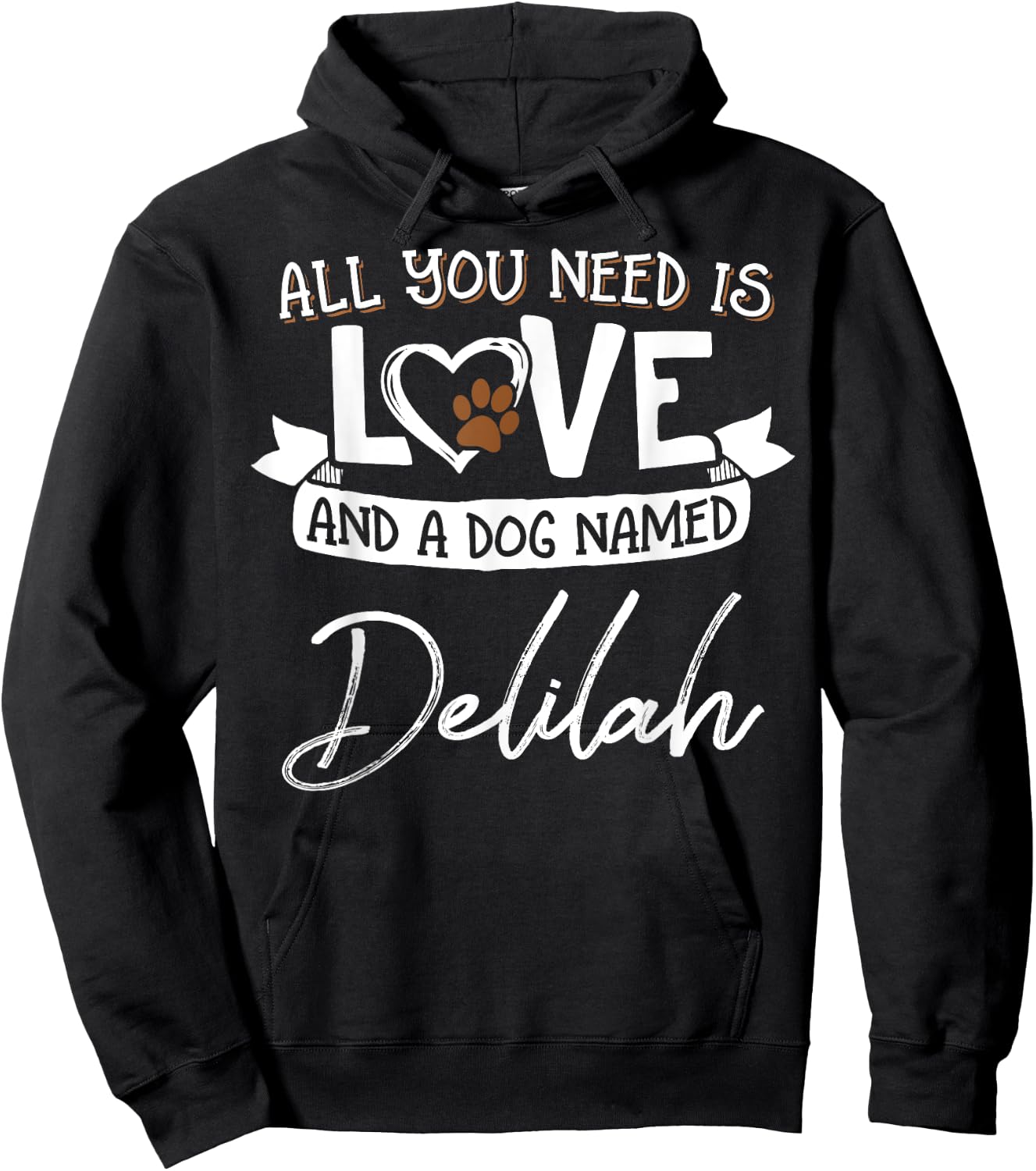 Cute Dog Named Delilah Design and Men Hoodie - Hoodie | Black
