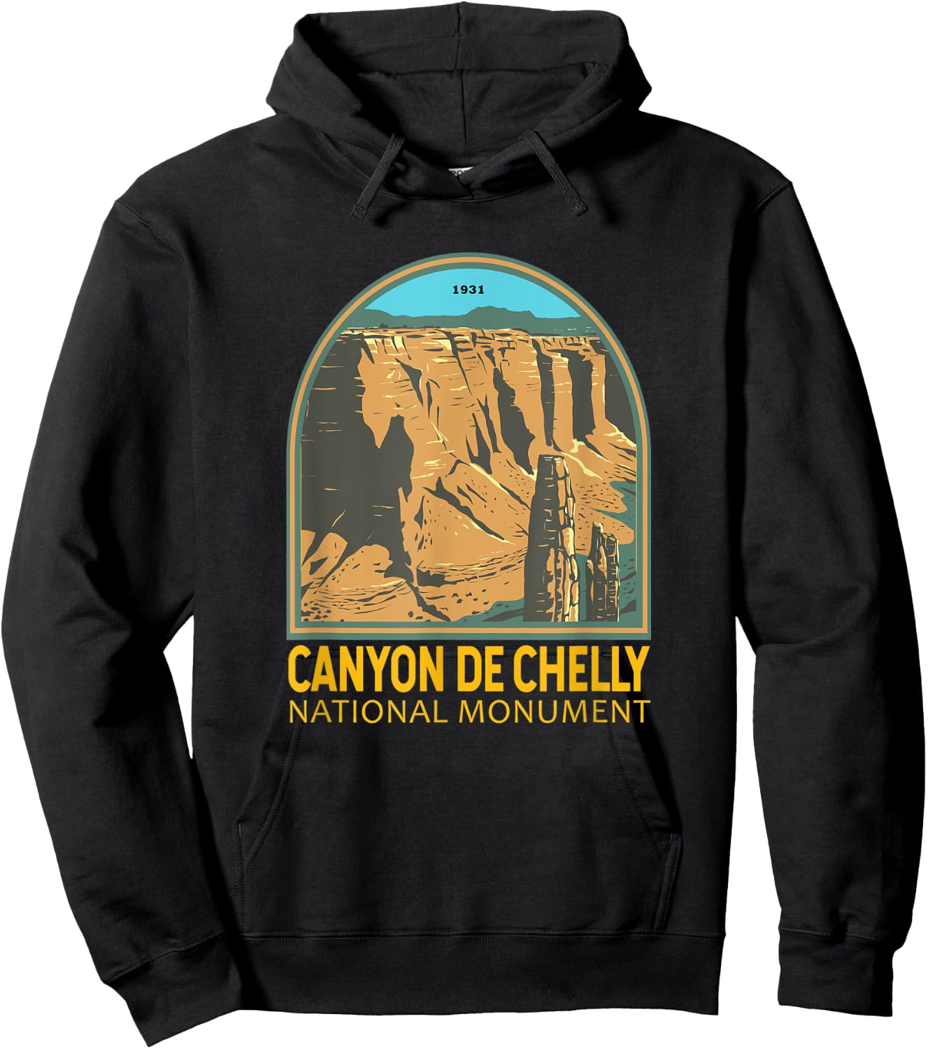 Canyon de Chelly National Monument Arizona Emblem Vintage Hoodie - Hoodie | Black