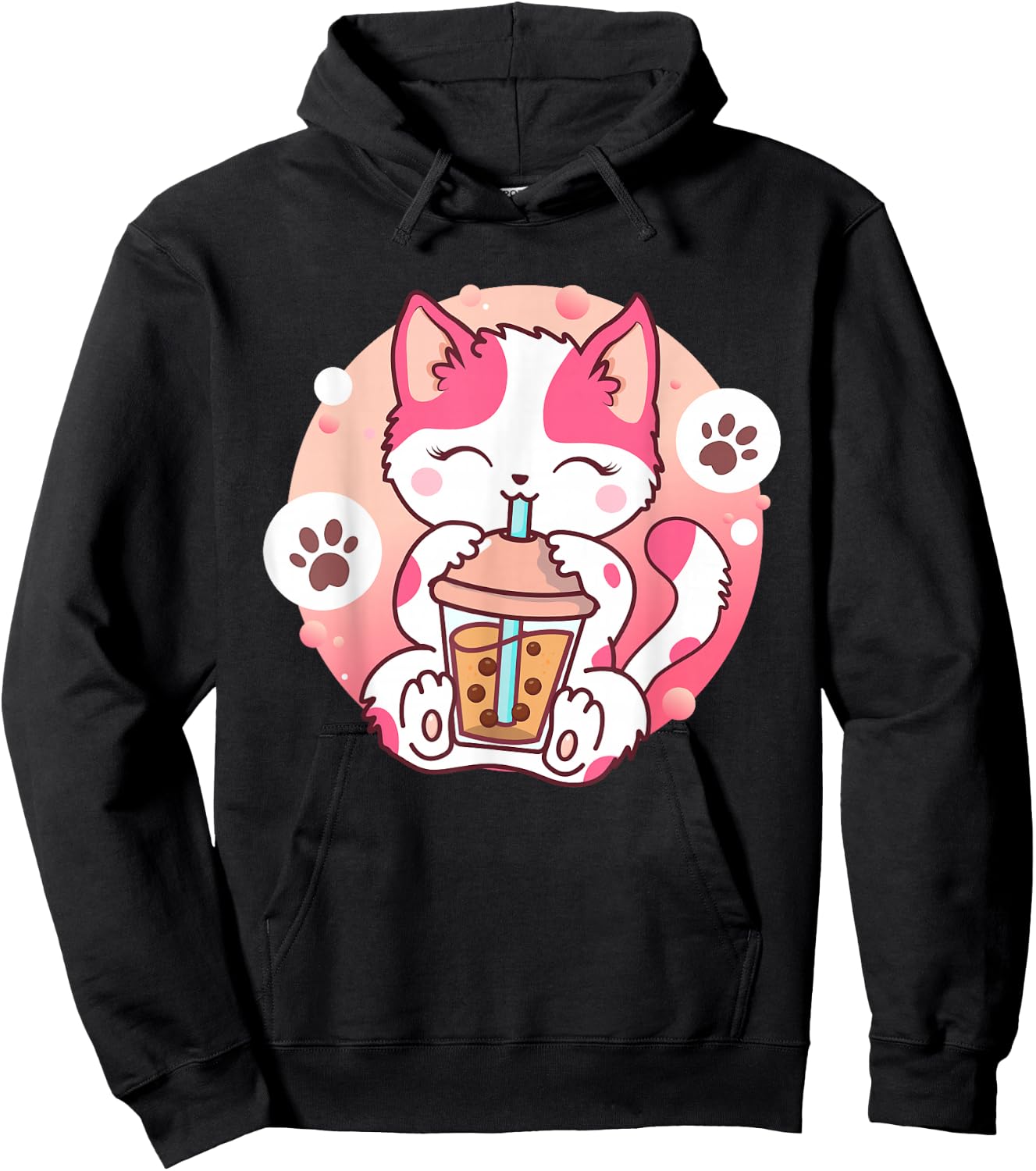 Cat Boba Tea Anime Kawaii Neko Bubble Tea Teen Girl Boba Cat Hoodie - Hoodie | Black