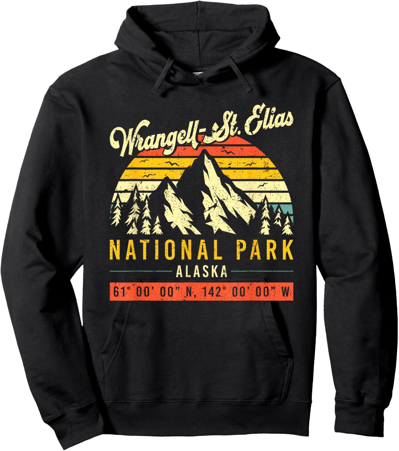 Wrangell St. Elias Vintage Retro Alaska National Park Hoodie - Hoodie | Black