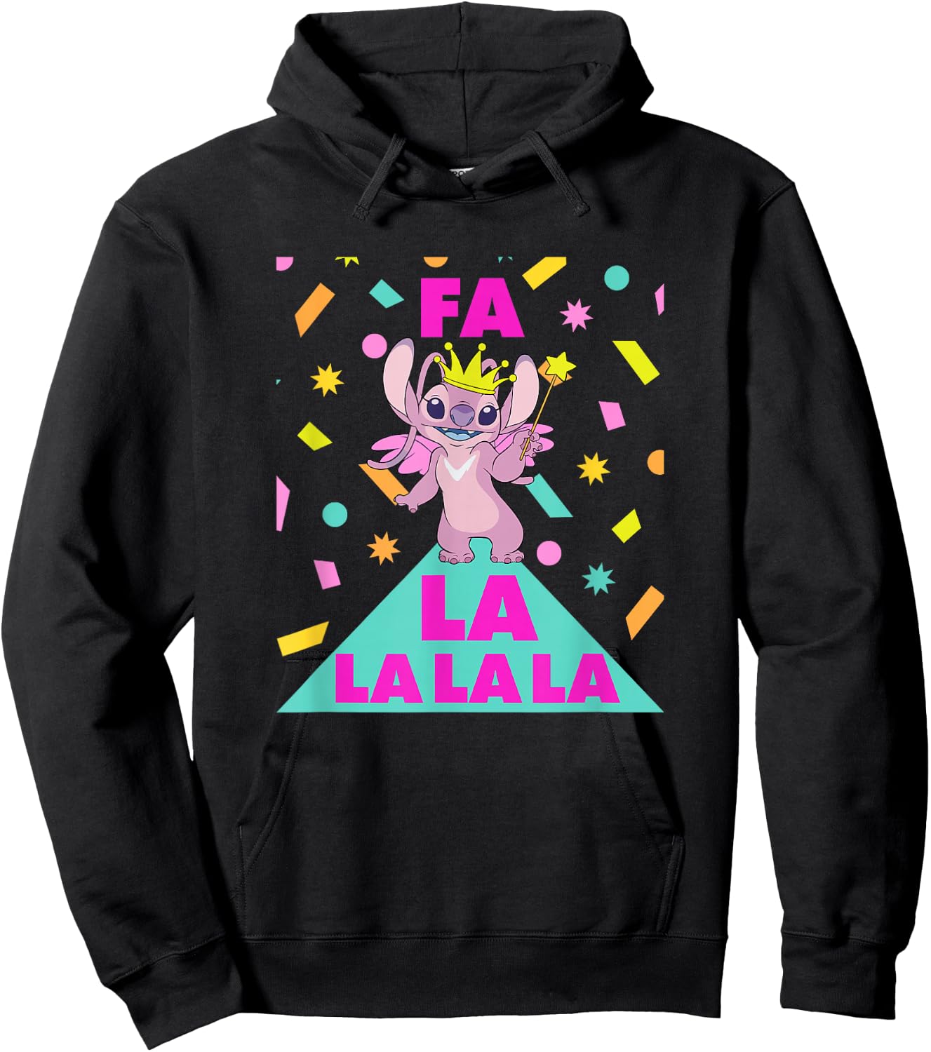 Disney Lilo & Stitch Christmas Fa La La La Angel Celebration Hoodie - Hoodie | Black