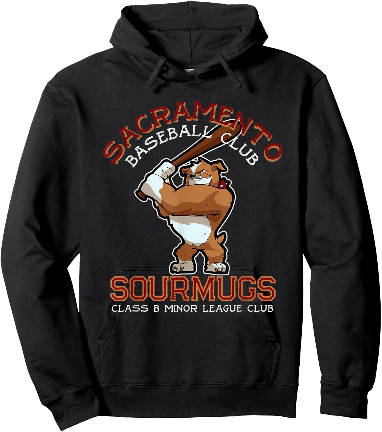 Sacramento Sourmugs Minor League Retro Baseball Team Hoodie - Hoodie | Black