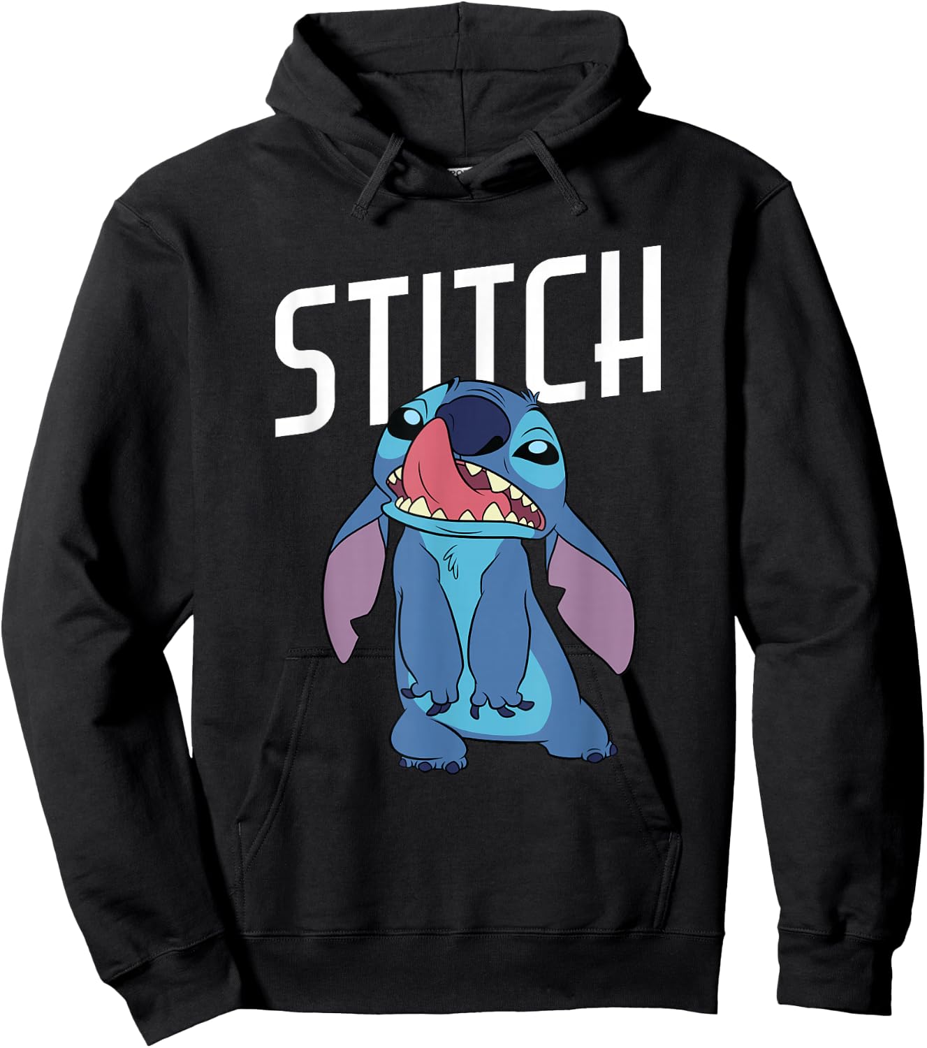 Disney Lilo & Stitch Silly Face Stitch Licking His Nose Hoodie - Hoodie | Black