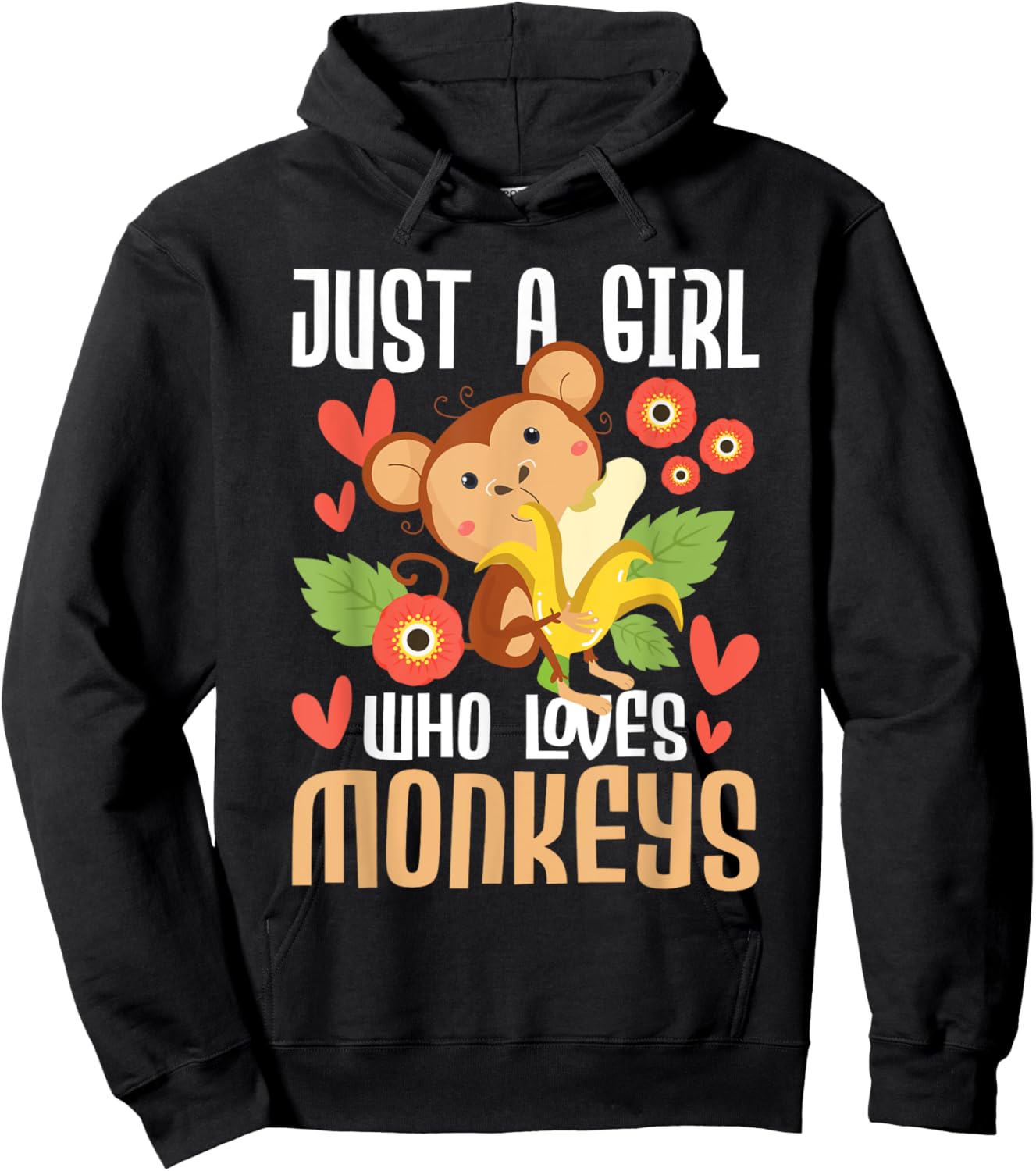 Just A Girl Who Loves Monkeys - Safari Monkey Primate Lover Hoodie - Hoodie | Black