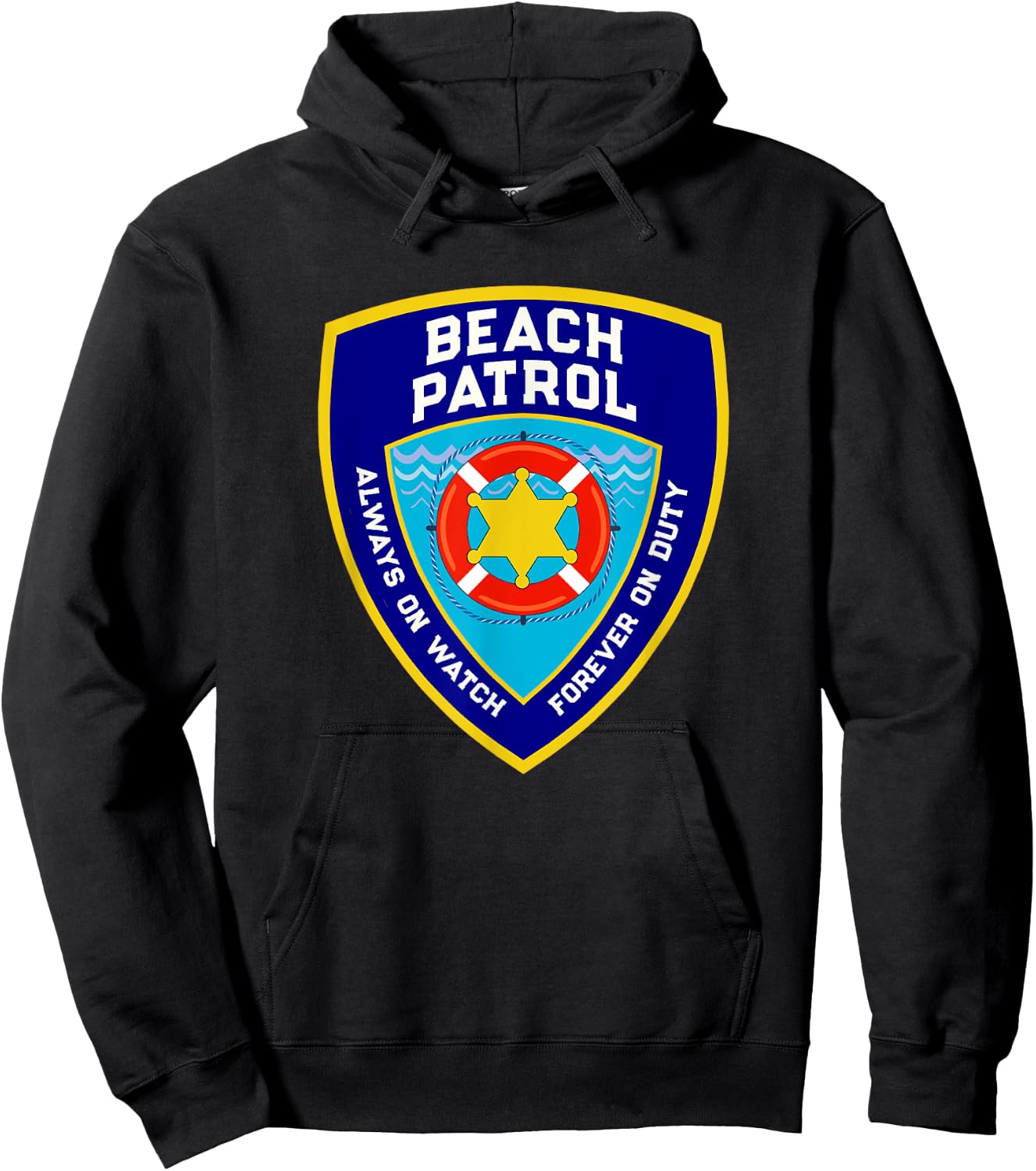 Summer Funny BEACH PATROL Ocean Forever On Duty Lifeguards Women Girls Kids Hoodie - Hoodie | Black