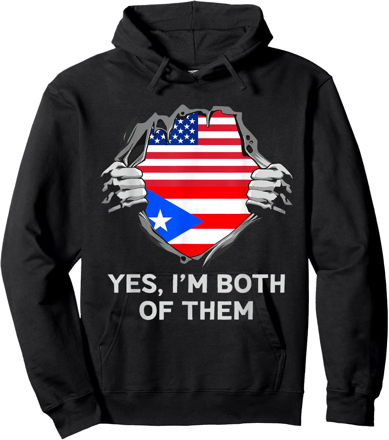 Half American Half Puerto Rican USA Puerto Rico Flag Hoodie - Hoodie | Black