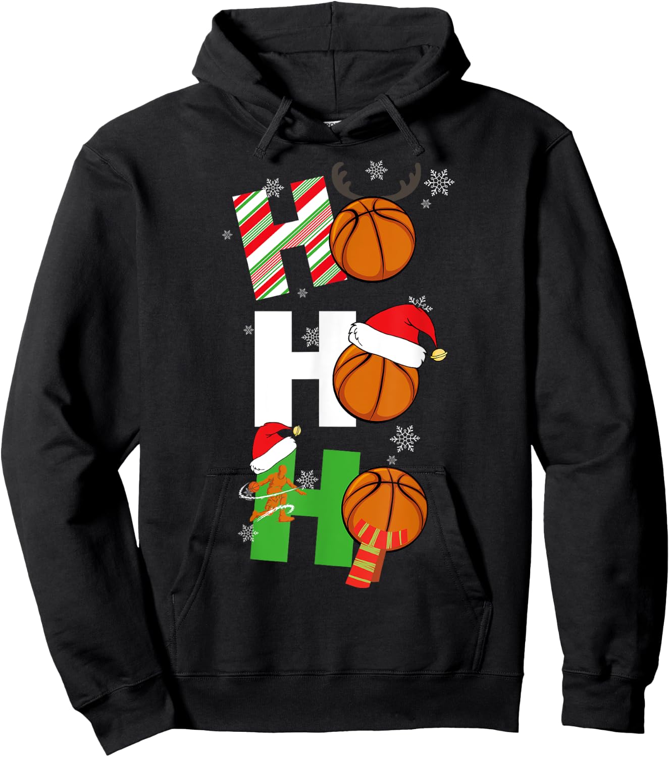 Funny Christmas Basketball Pajamas Player Matching Coach Men Hoodie - Hoodie | Black
