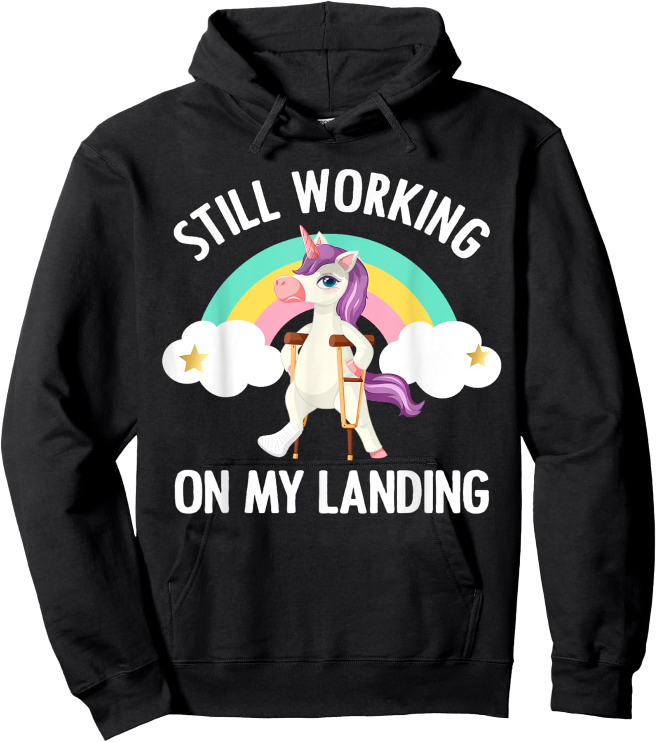 Funny Unicorn Broken Leg Art For Kids Toddlers Injured Foot Hoodie - Hoodie | Black