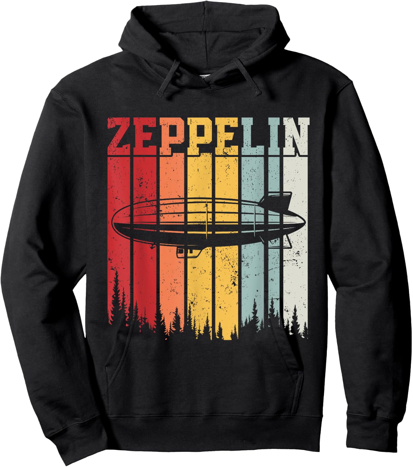 Retro Zeppelin 70s 80s Dirigible Airship Zepelin Zepplin Hoodie - Hoodie | Black