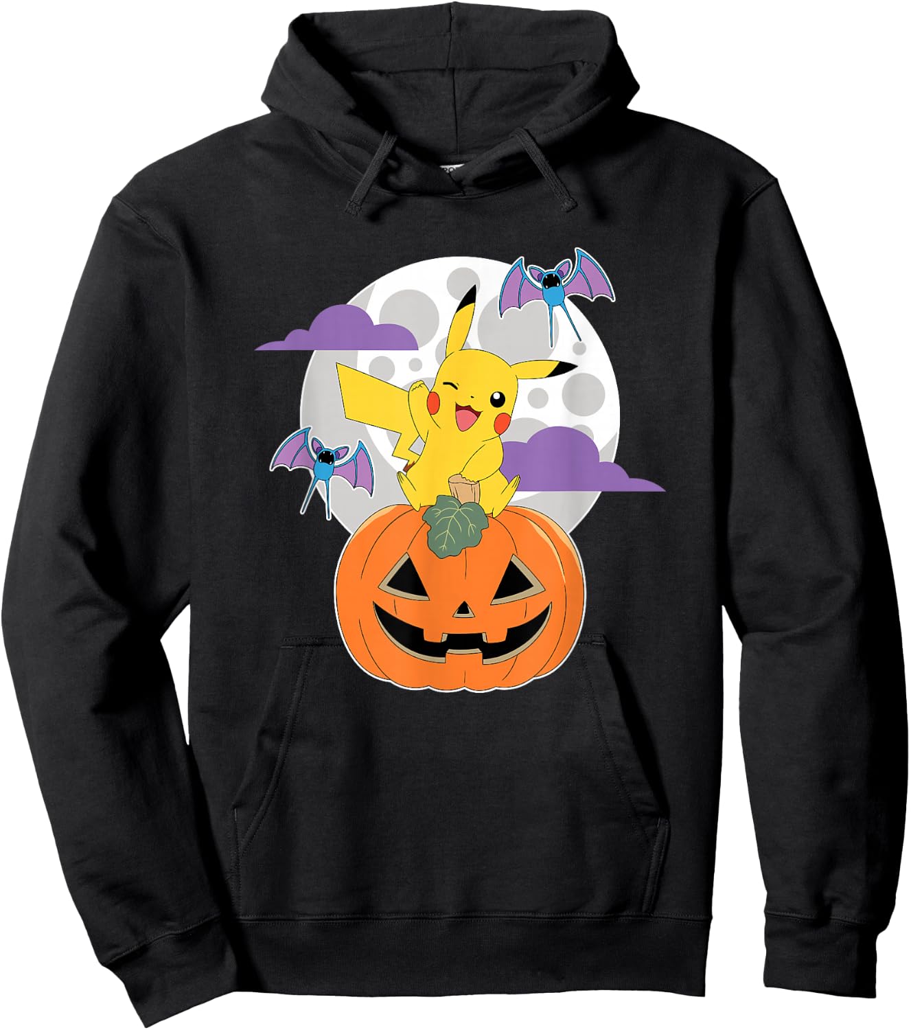 Pokémon - Halloween Pumpkin Pikachu Zubats Moon Hoodie - Hoodie | Black
