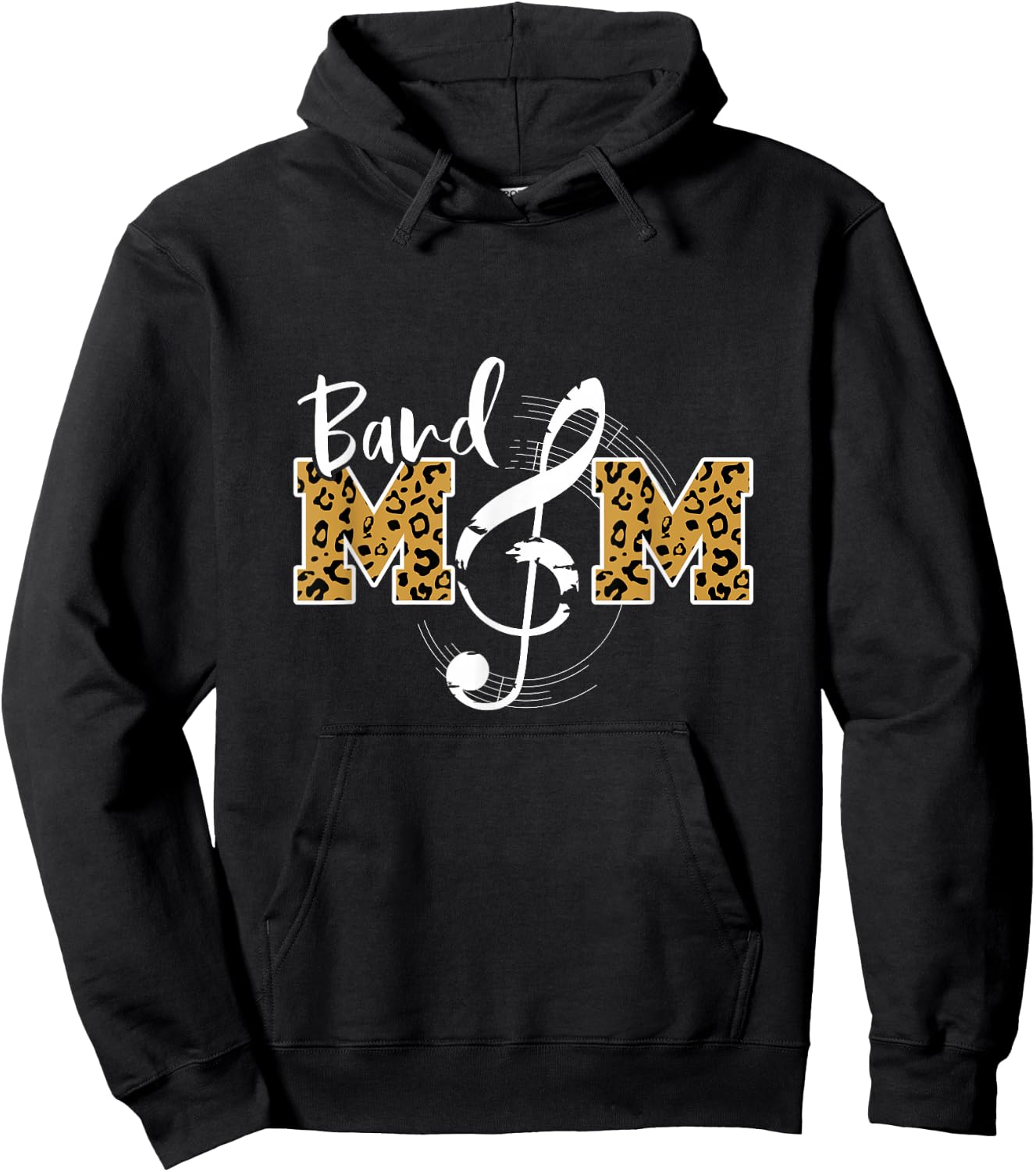 Band Mom Leopard Print Musical Marching Band Mother's Day Hoodie - Hoodie | Black