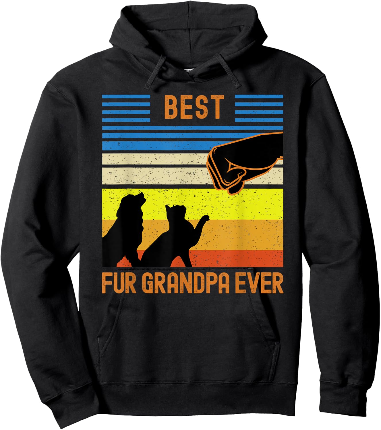 Best Fur Grandpa Ever Funny Vintage Retro Dog and Cat Owner Hoodie - Hoodie | Black