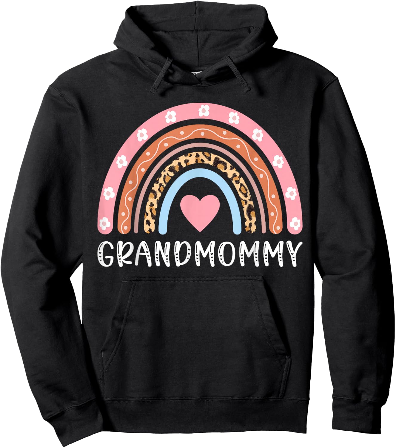 Grandmommy Grandma Rainbow Grandmommy Grandmother Hoodie - Hoodie | Black