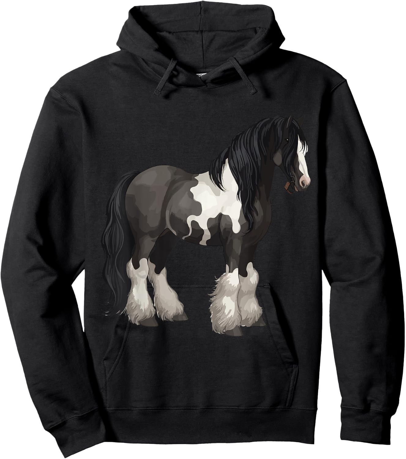 Black Gypsy Vanner Horse Lover Riding Equestrian Hoodie - Hoodie | Black