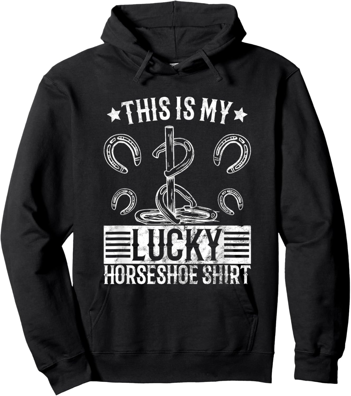 Horseshoe pitching lucky shirt horseshoe throwing design Hoodie - Hoodie | Black