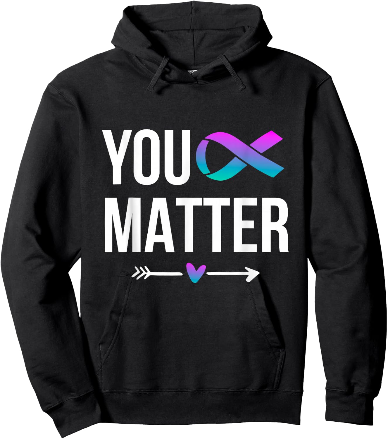 You Matter Suicide Prevention Teal Purple Awareness Ribbon Hoodie - Hoodie | Black