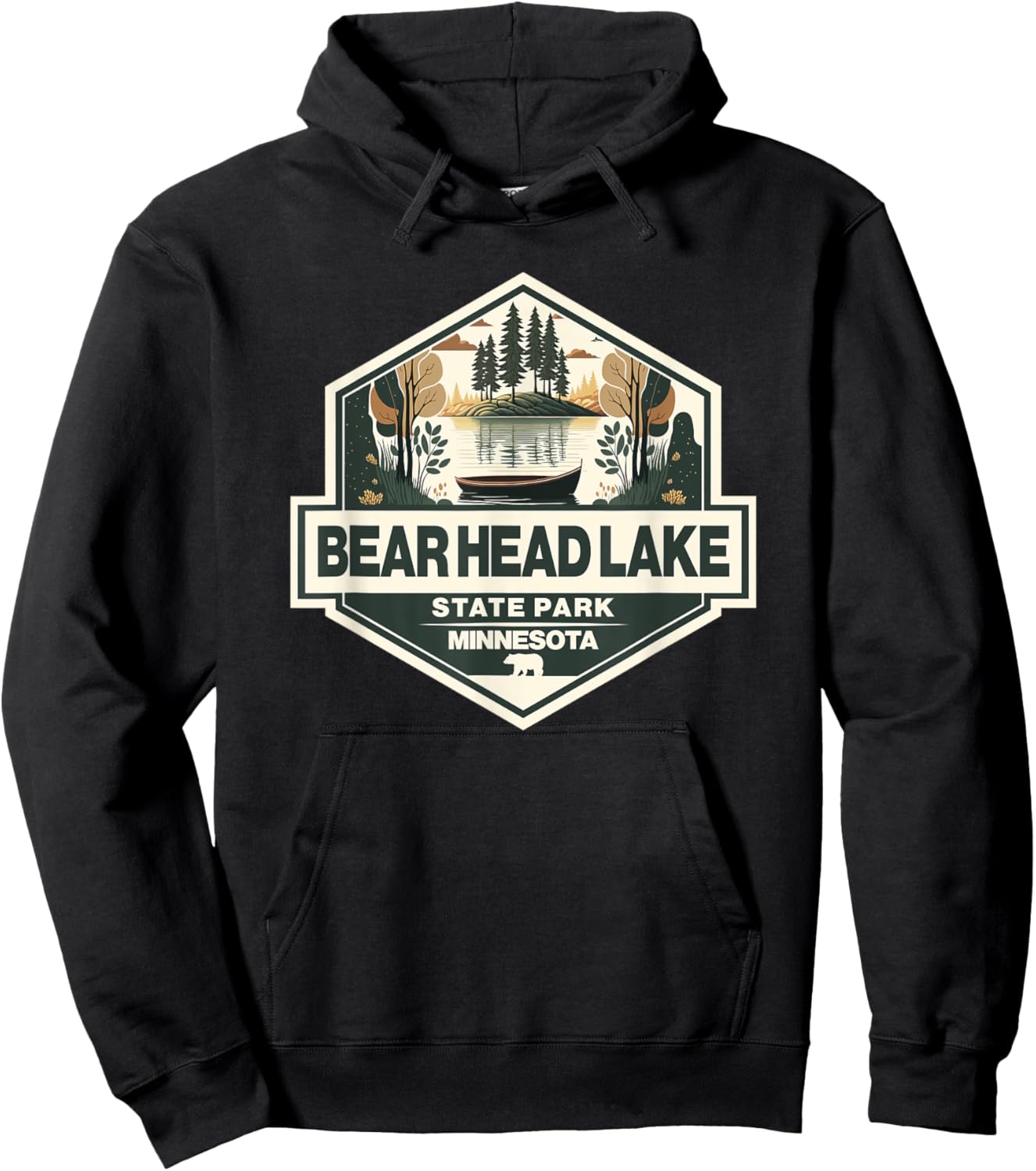 Bear Head Lake State Park Minnesota Travel Art Badge Hoodie - Hoodie | Black