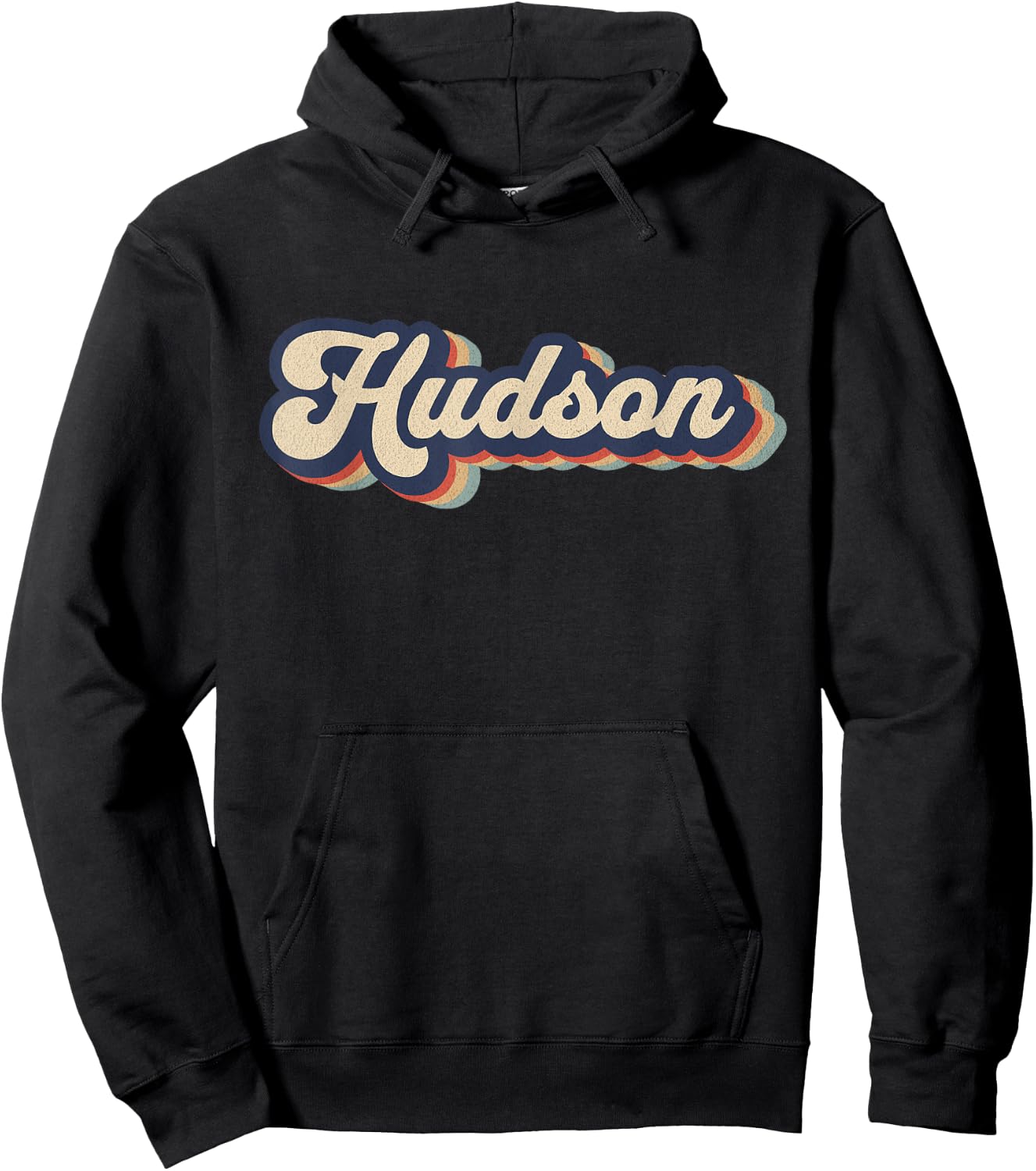 Retro Vintage Hudson Name Personalized Hoodie - Hoodie | Black