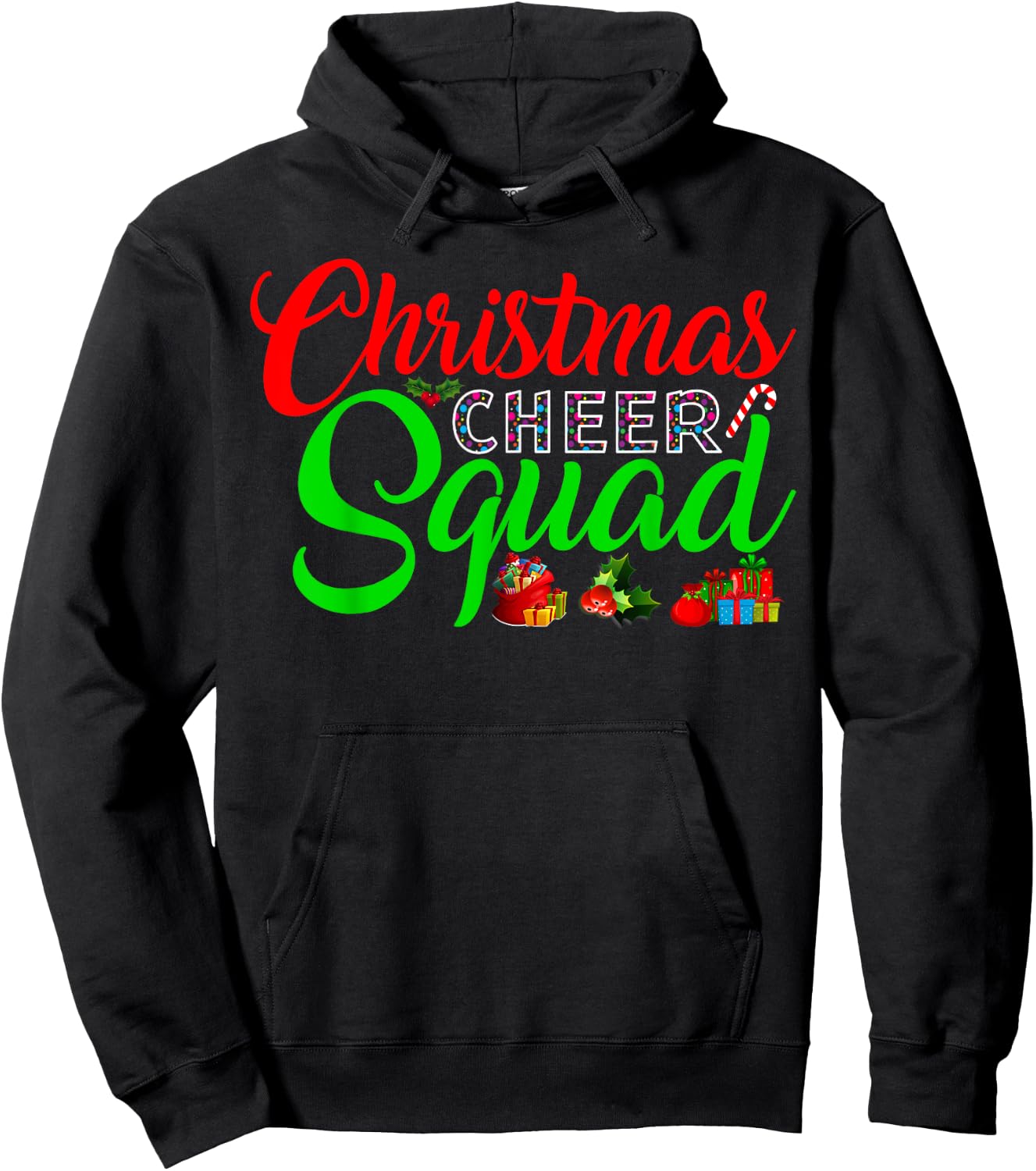 Christmas Cheer Squad Funny Cheerleading Xmas Hoodie - Hoodie | Black