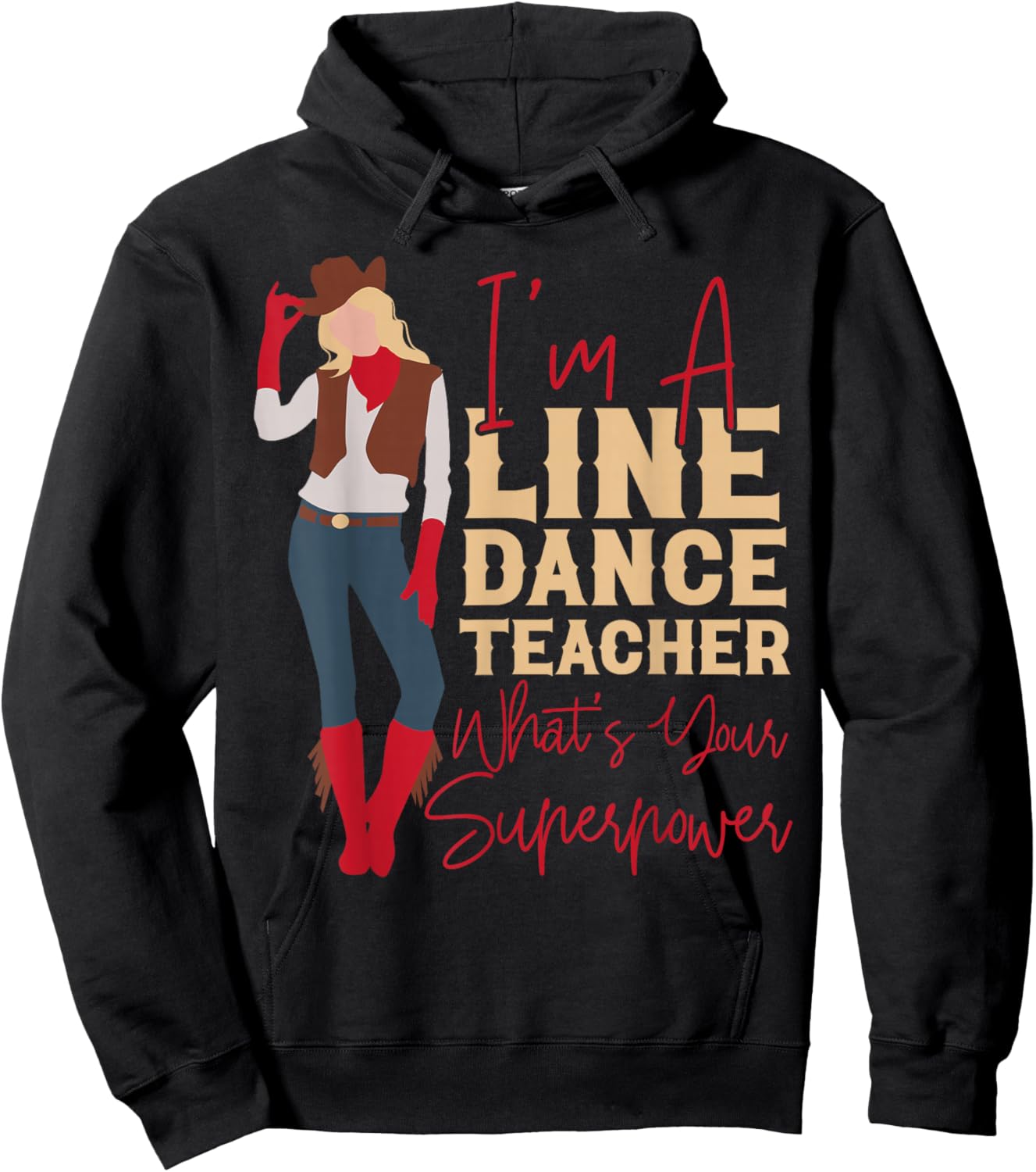 Country Line Dance Dancer HS0 -Adults White Small Hoodie - Hoodie | Black