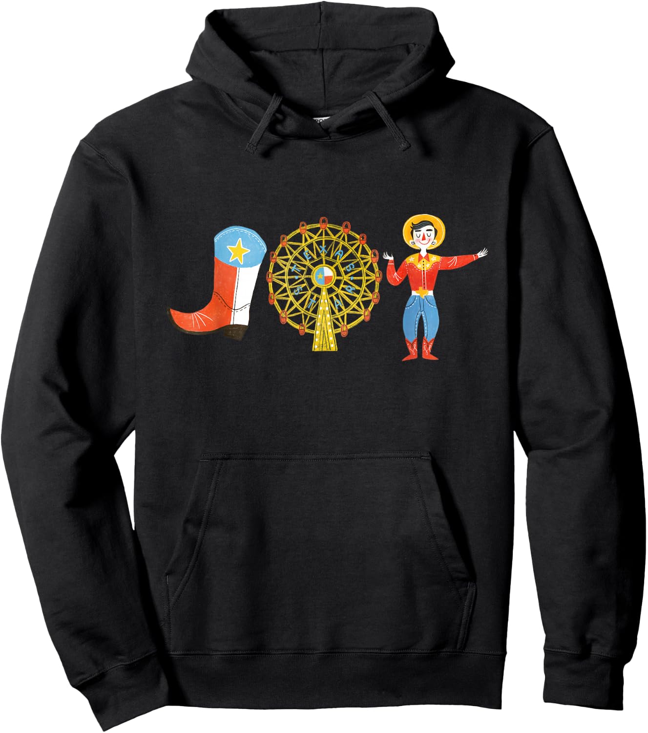 Texas Fair, State Fair Cowboy, Ferris Wheel, County Fair Hoodie - Hoodie | Black