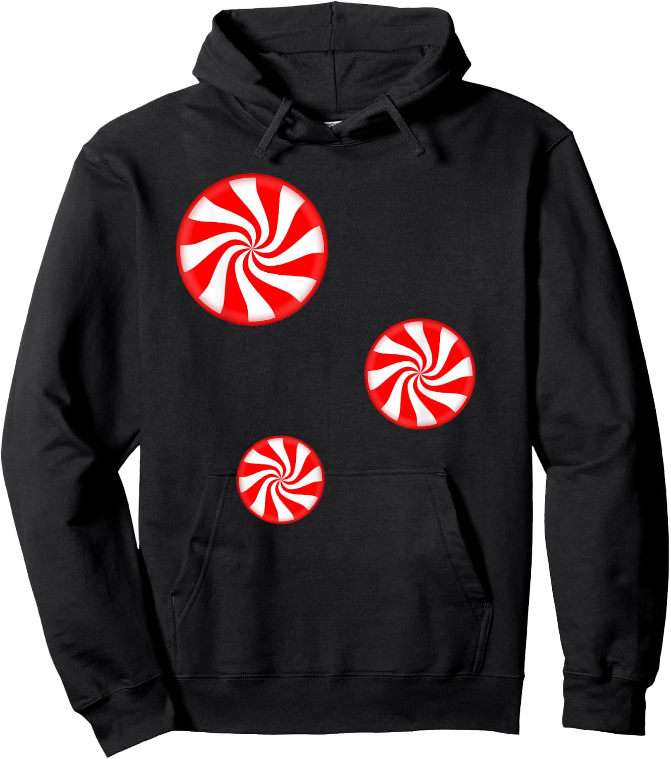 Peppermint Christmas Candy Hoodie - Hoodie | Black