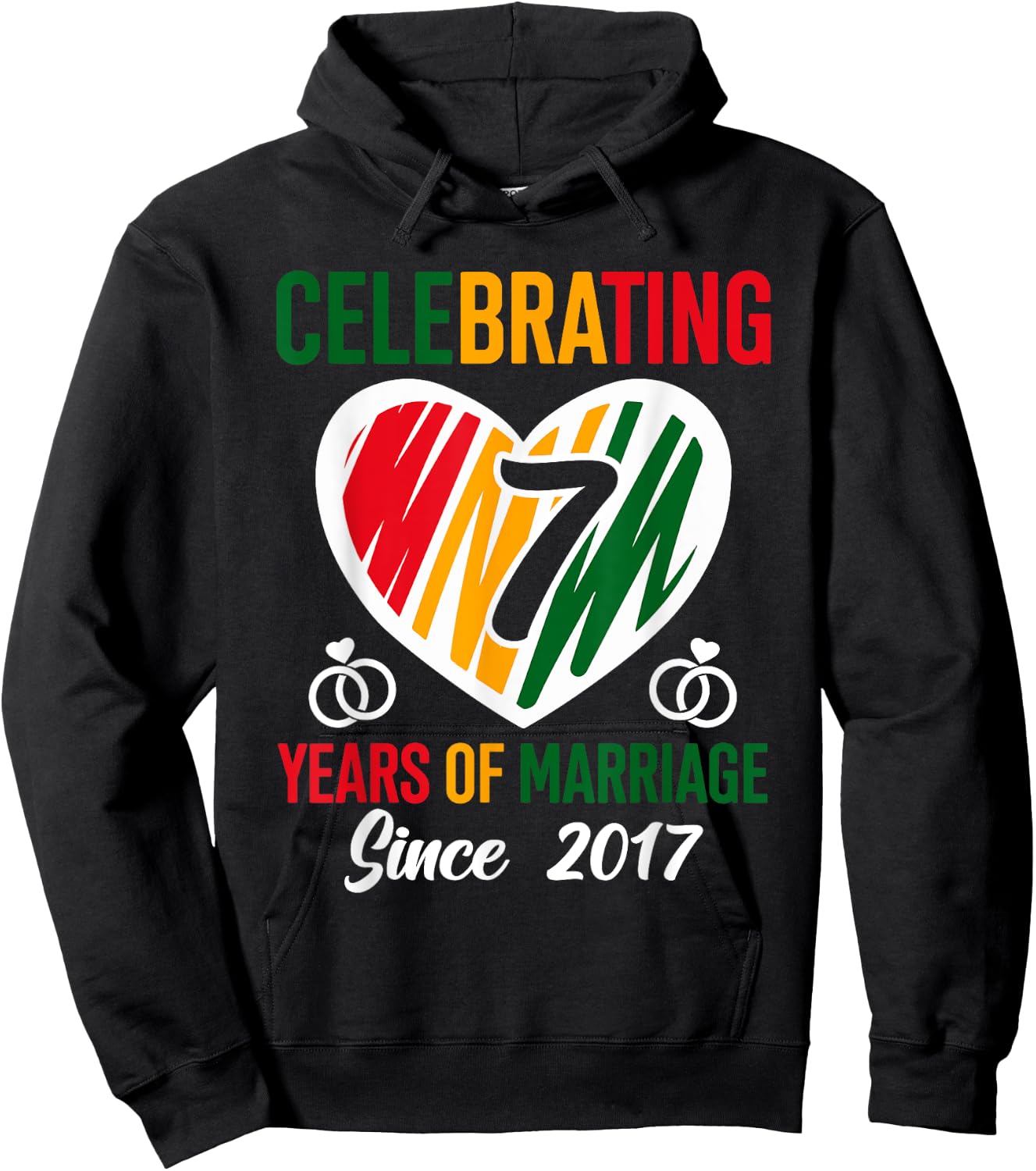 7 Years of Marriage Married Couple 7th Wedding Anniversary Hoodie - Hoodie | Black