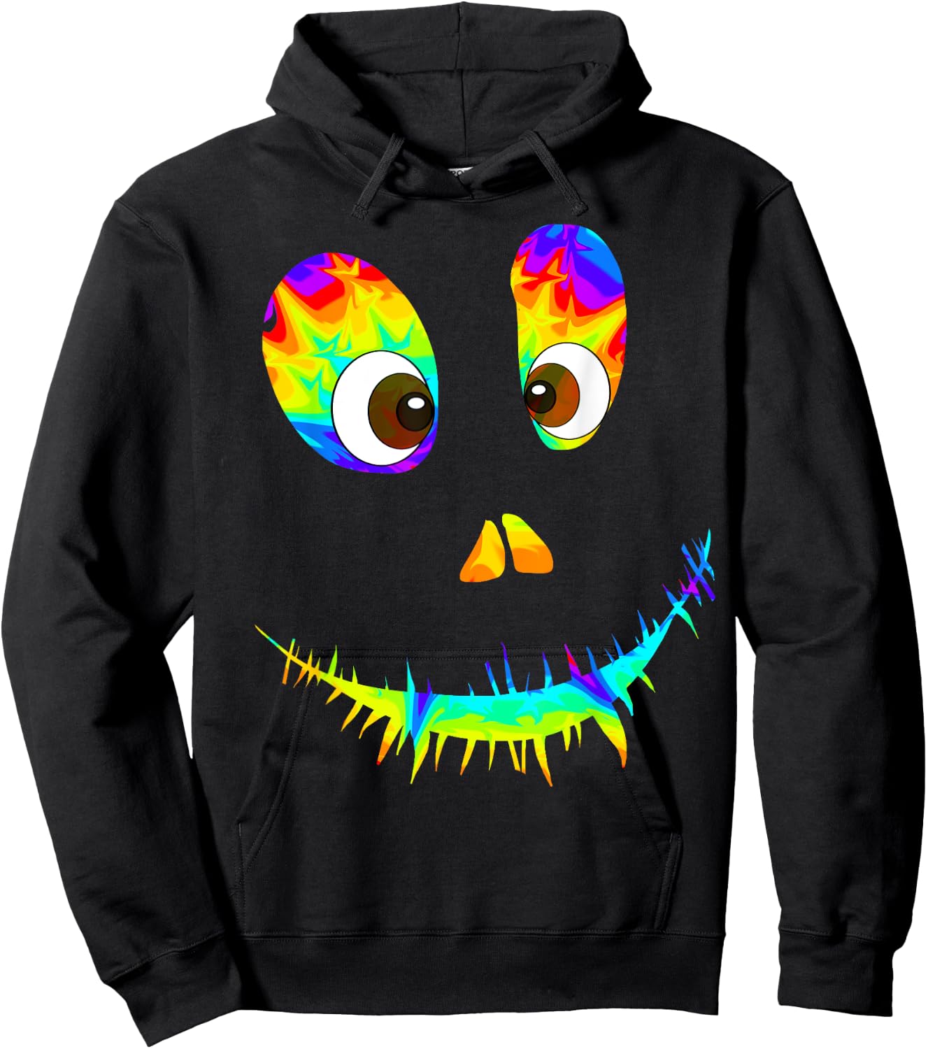Funny Rainbow Monster Face Tie Dye Halloween Costume Hoodie - Hoodie | Black