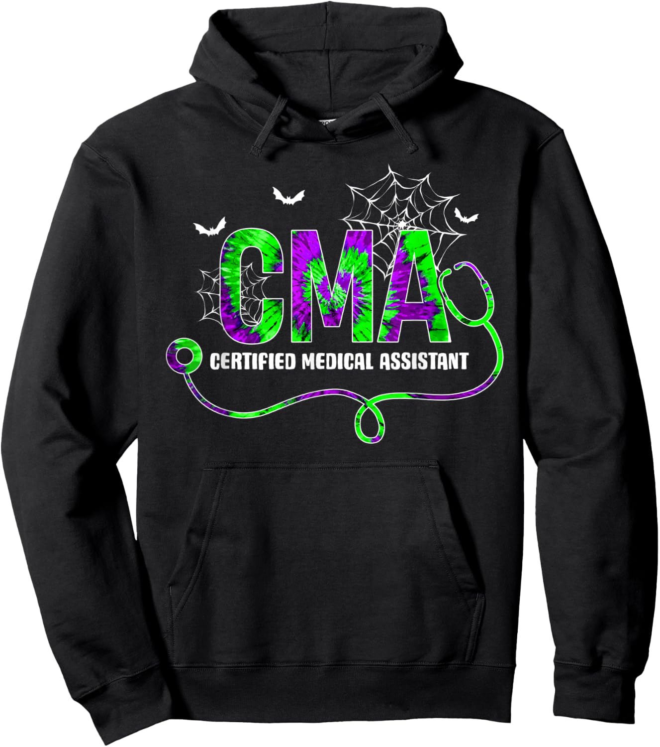 Tie Dye CMA Spider Spooky Halloween Costumes Hoodie - Hoodie | Black