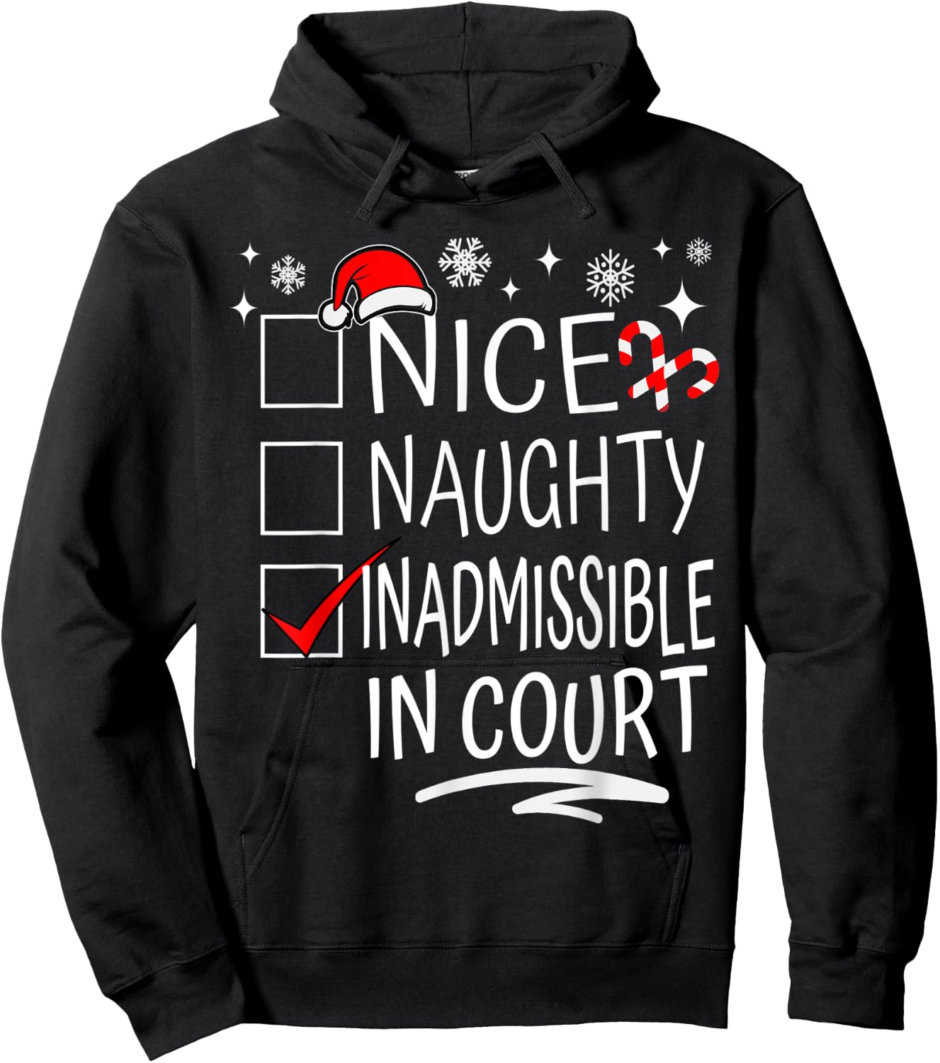 Nice Naughty Inadmissible In Court Christmas Family Group Hoodie - Hoodie | Black