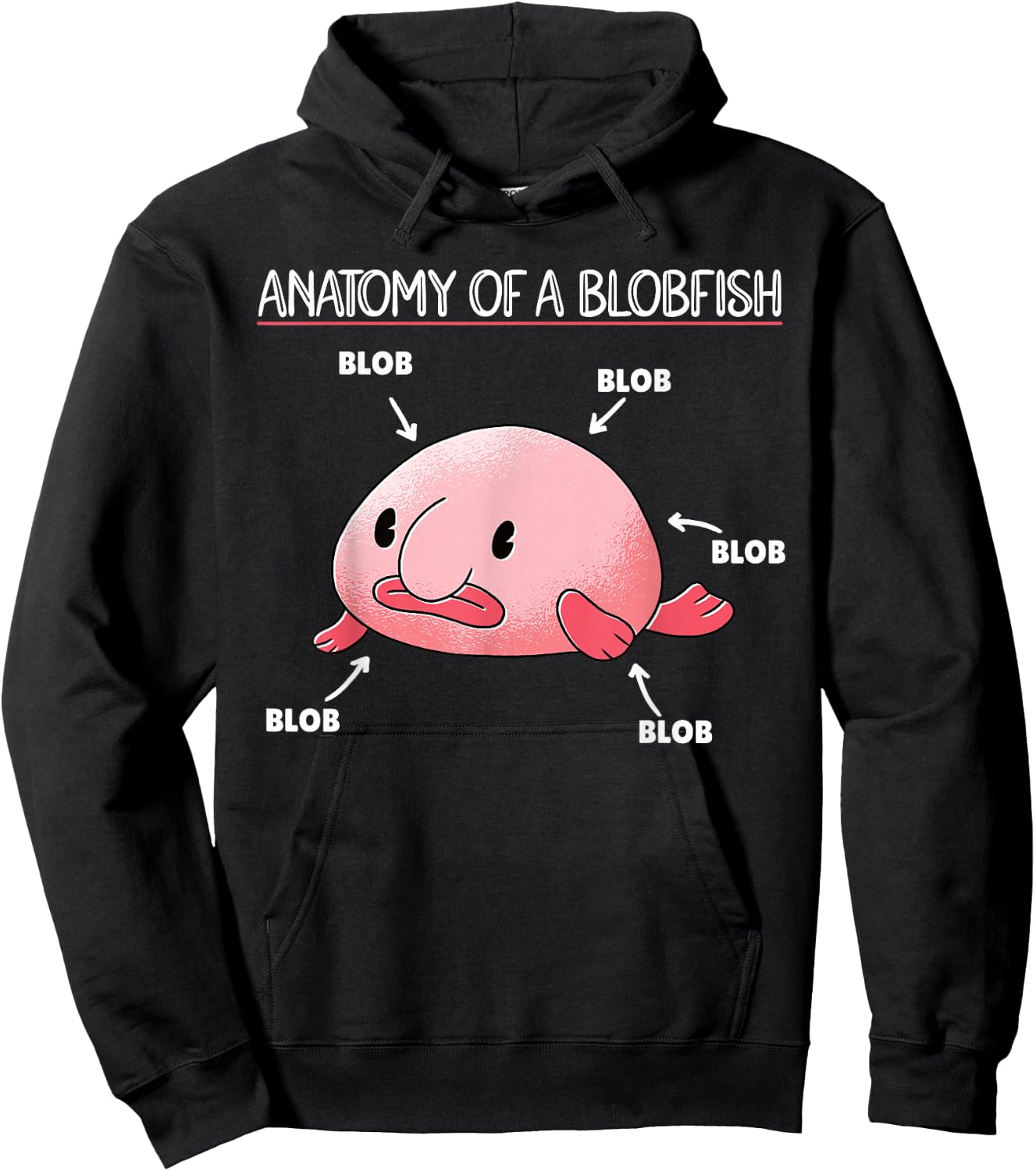 Funny Blobfish Statement Anatomy of Blobfish Hoodie - Hoodie | Black