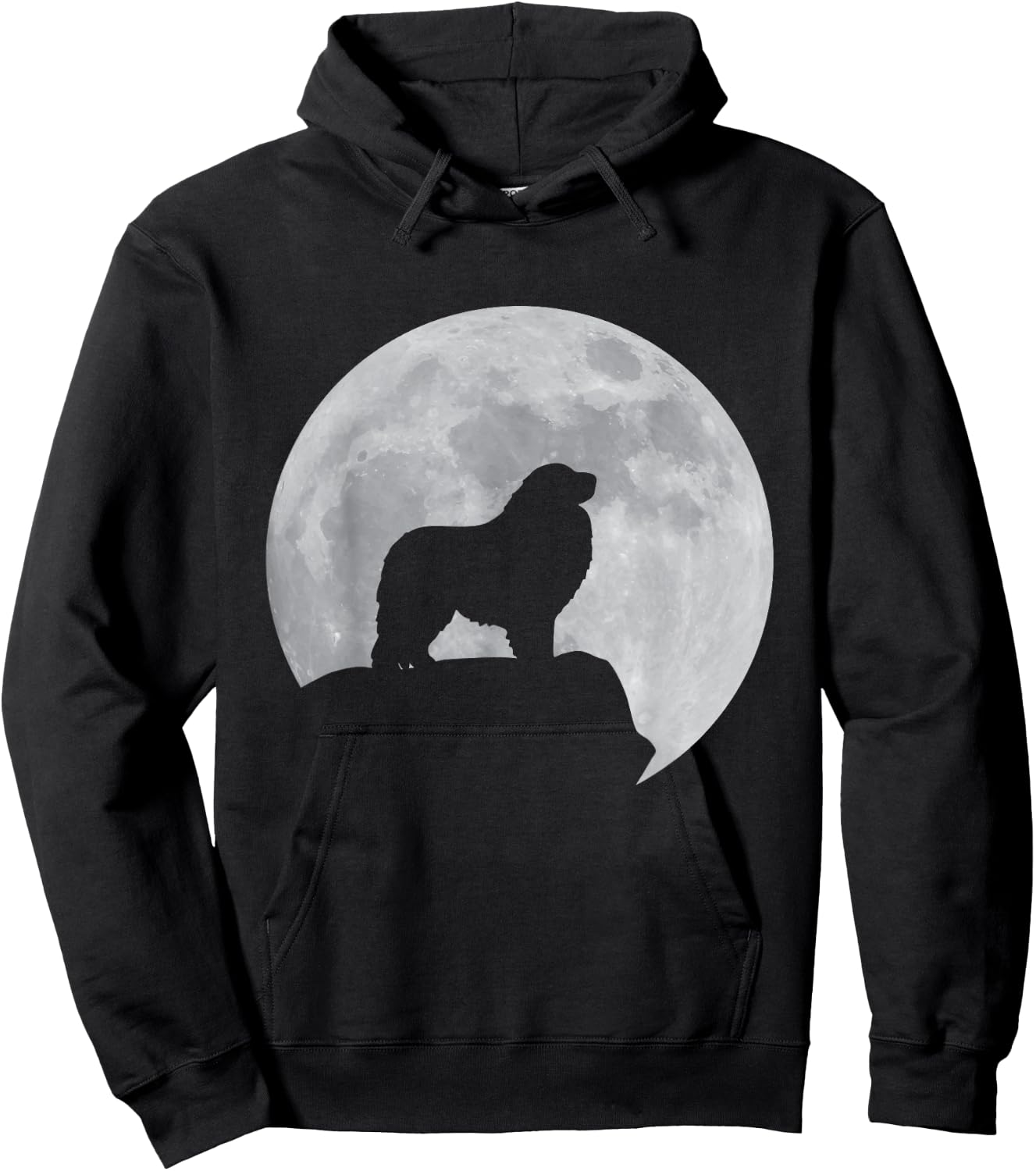 Moon And Dog Silhouette - Patou Great Pyrenees Women Hoodie - Hoodie | Black