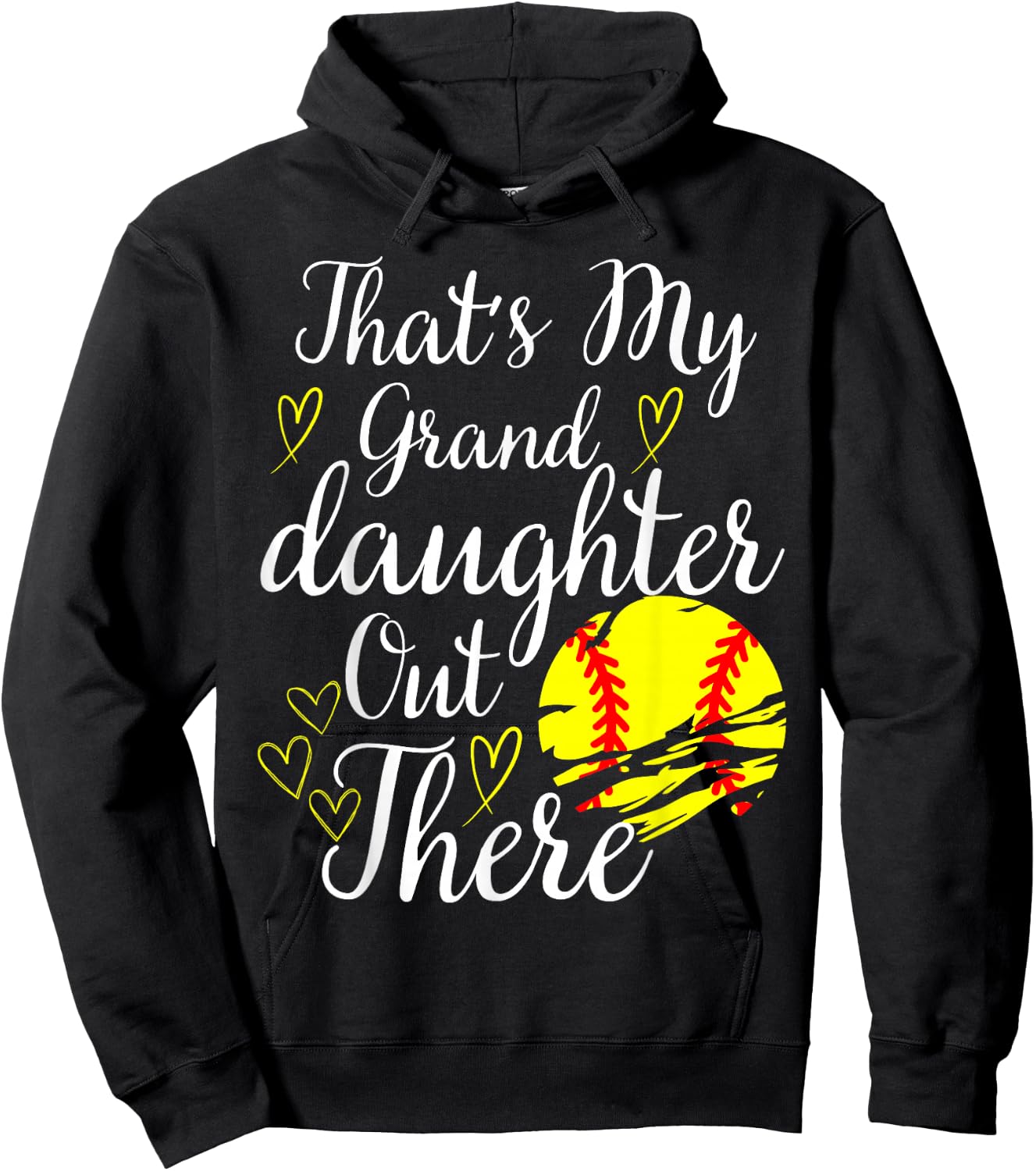 That's My Granddaughter Out There Softball Grandma Grandpa Hoodie - Hoodie | Black