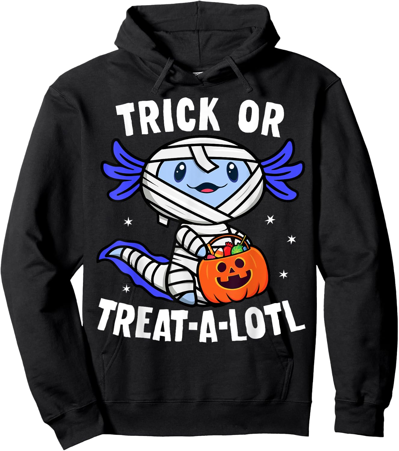Trick or Treat A Lotl Axolotl Mummy Boys Girls Halloween Hoodie - Hoodie | Black