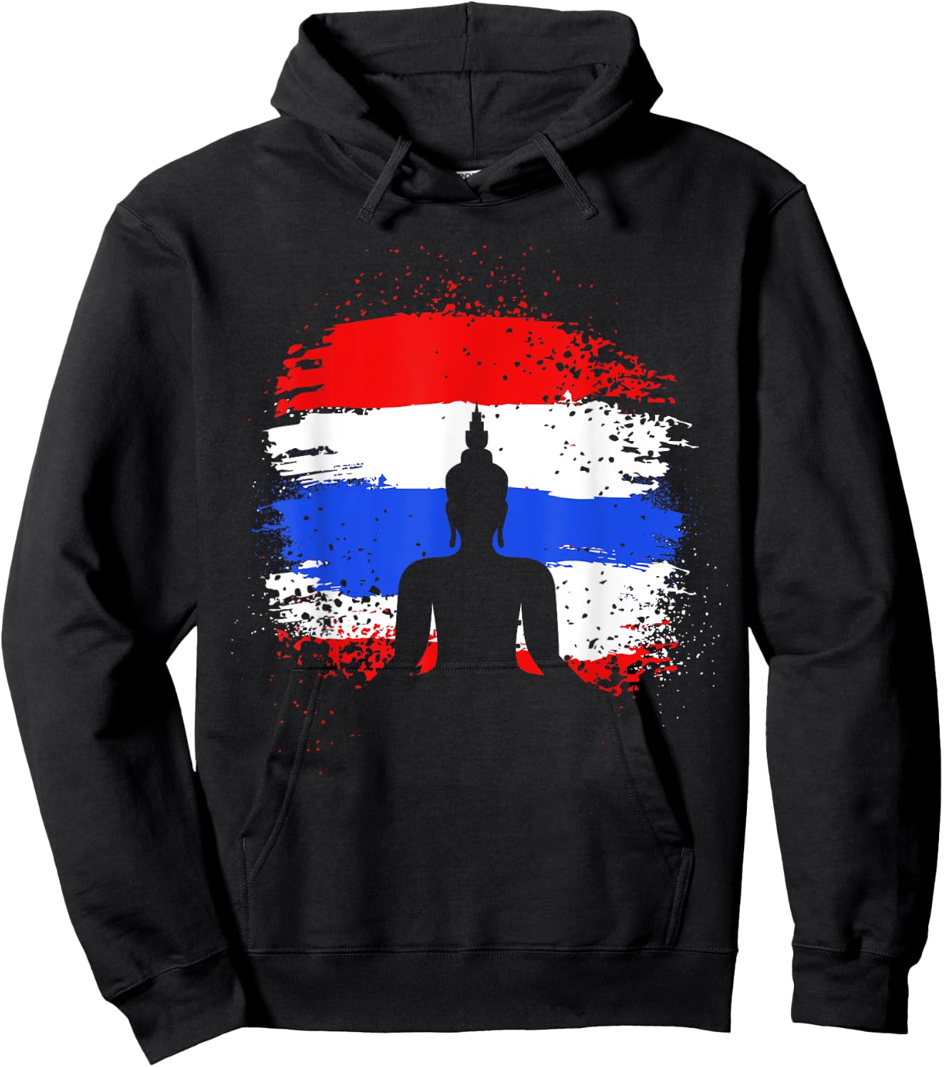 Retro Vacation Thai Buddha Thailand Flag Hoodie - Hoodie | Black