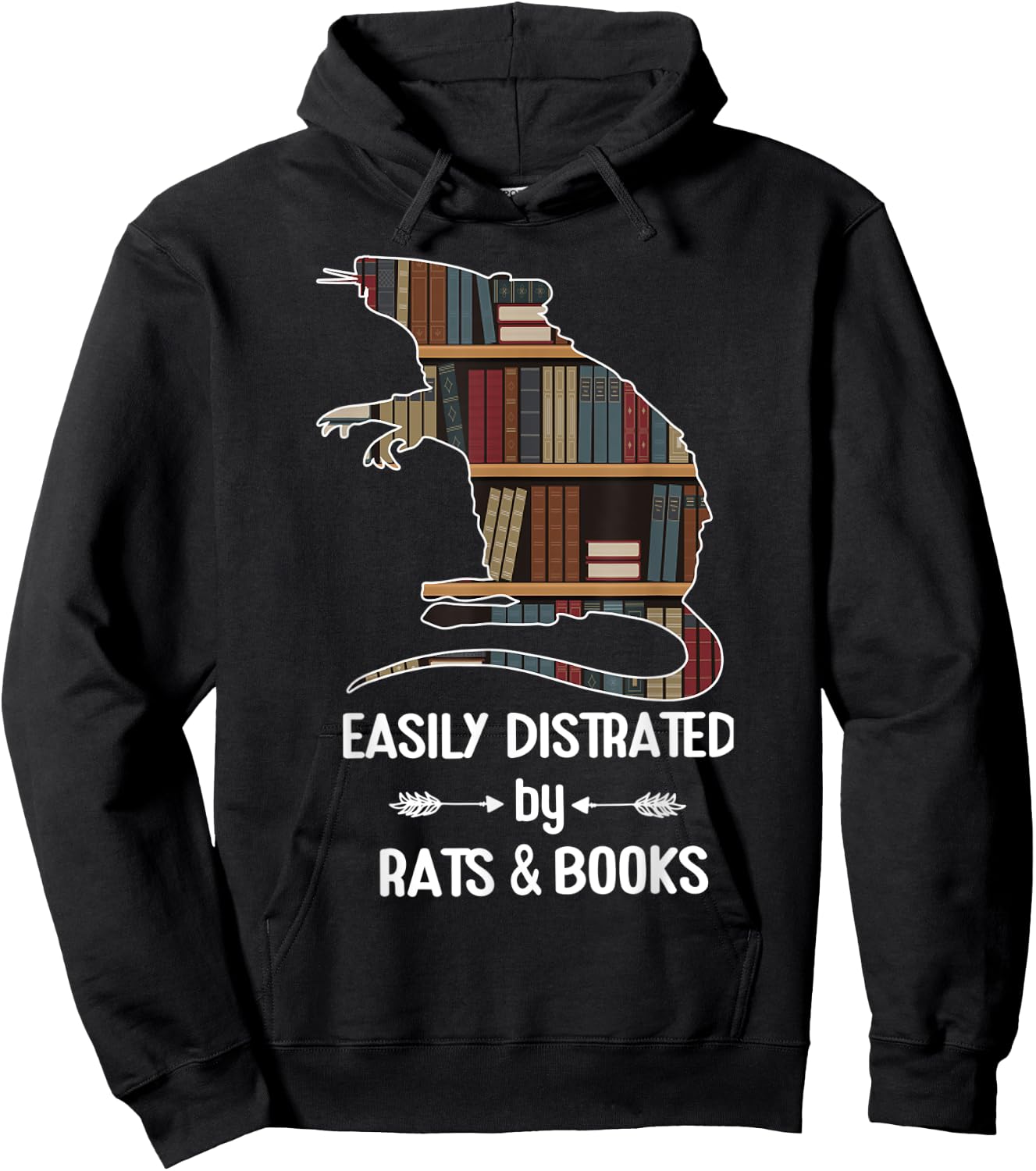 easily distracted by Rats and Books nerds Bookwarms Rodents Hoodie - Hoodie | Black