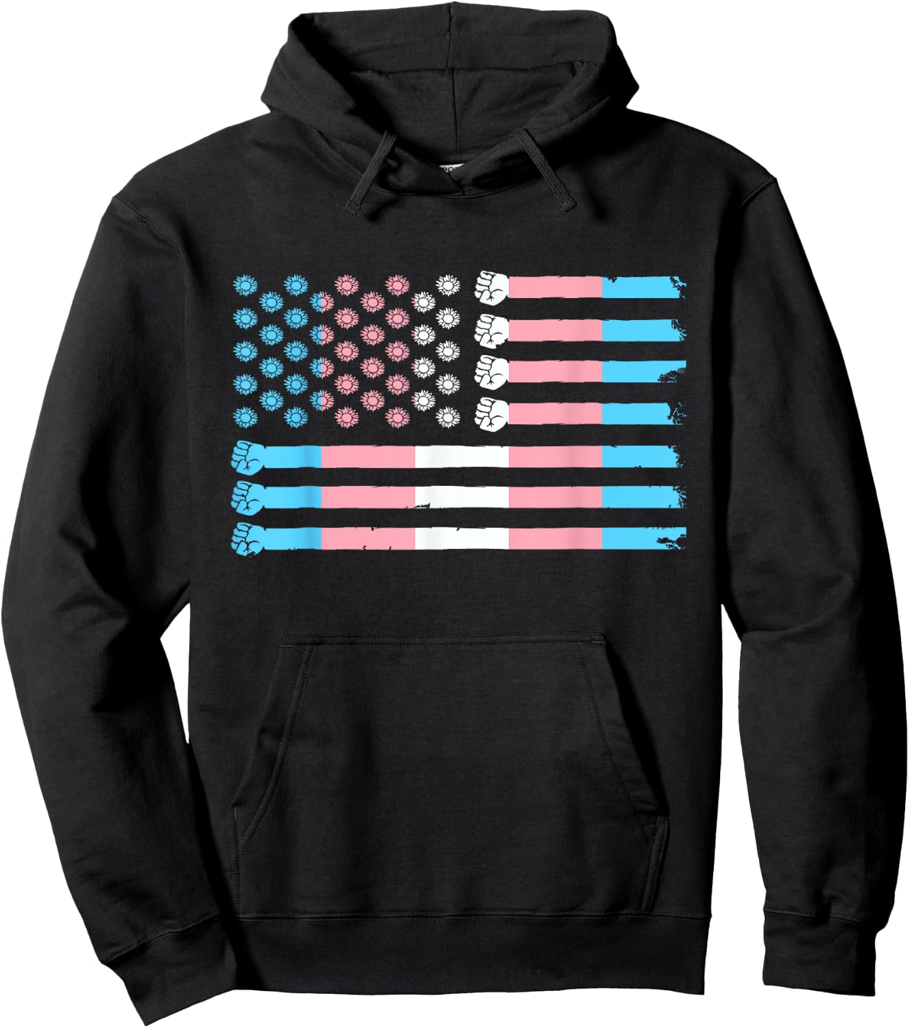 Trans Flag USA America Transsexual Trans Pride Transgender Hoodie - Hoodie | Black