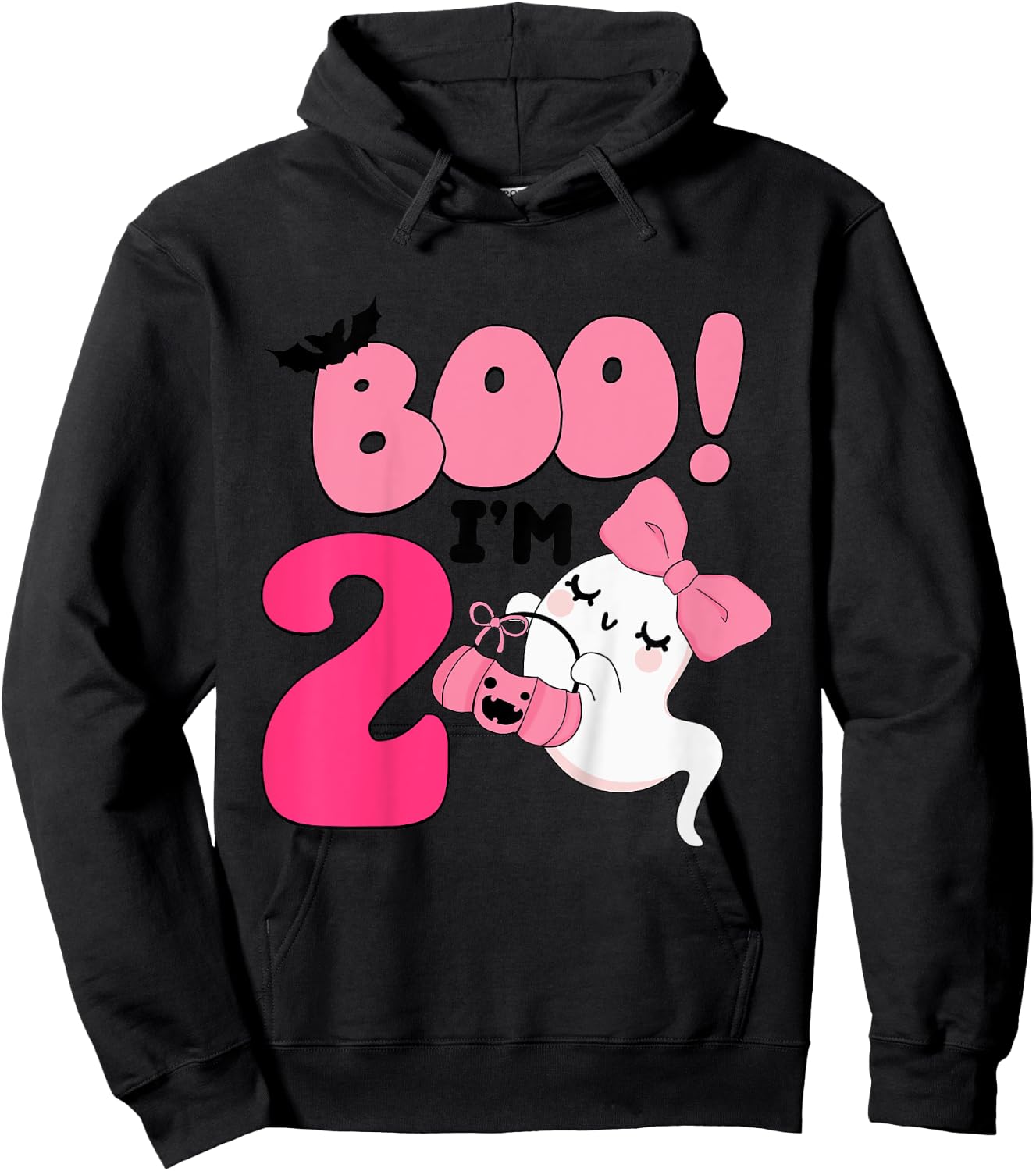 Kids Boo I'm Two Years Old 2nd Birthday Cute Ghost Halloween Hoodie - Hoodie | Black