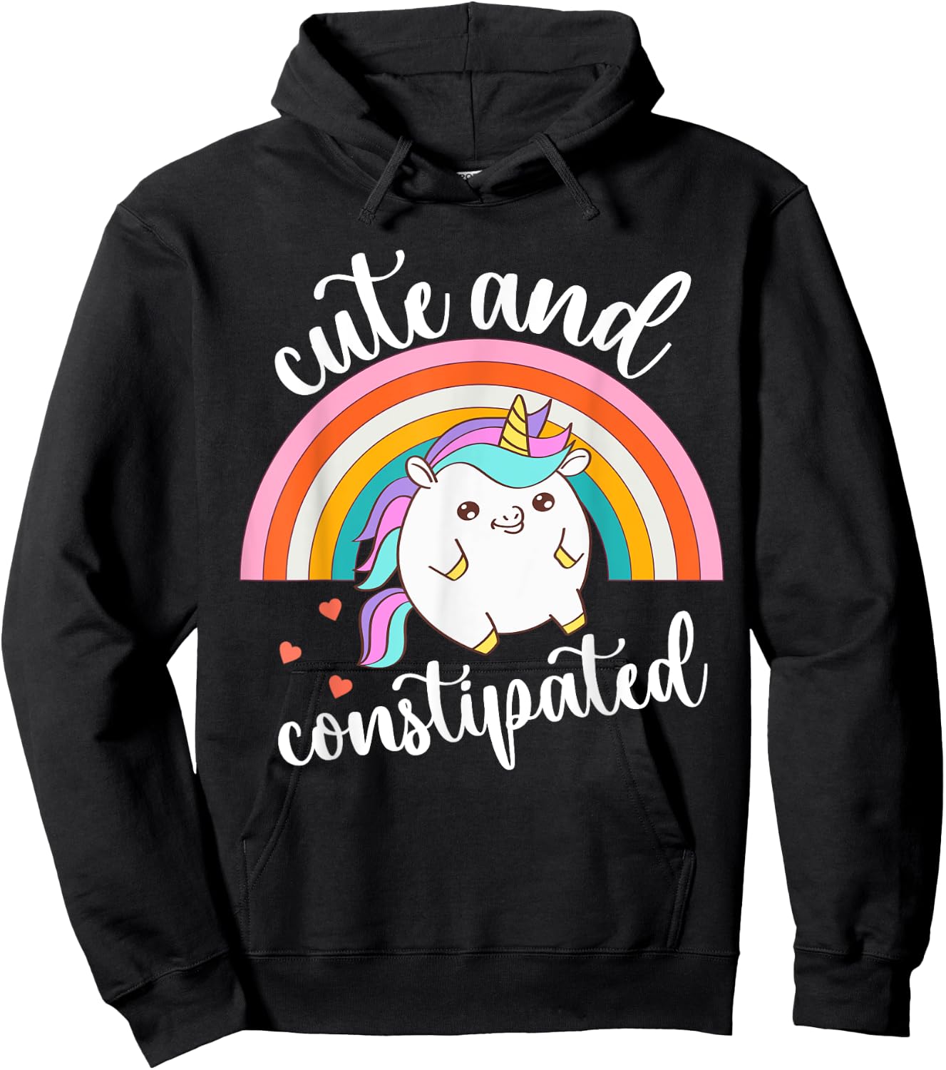 Funny Constipation IBS-C Tummy Ache Cute Constipated Unicorn Hoodie - Hoodie | Black