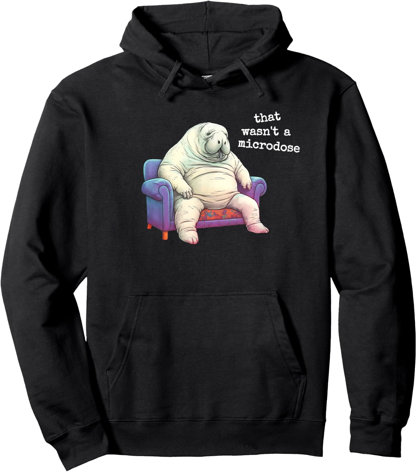 Microdose Therapy Psychedelics Healing Medicine Lazy Manatee Hoodie - Hoodie | Black